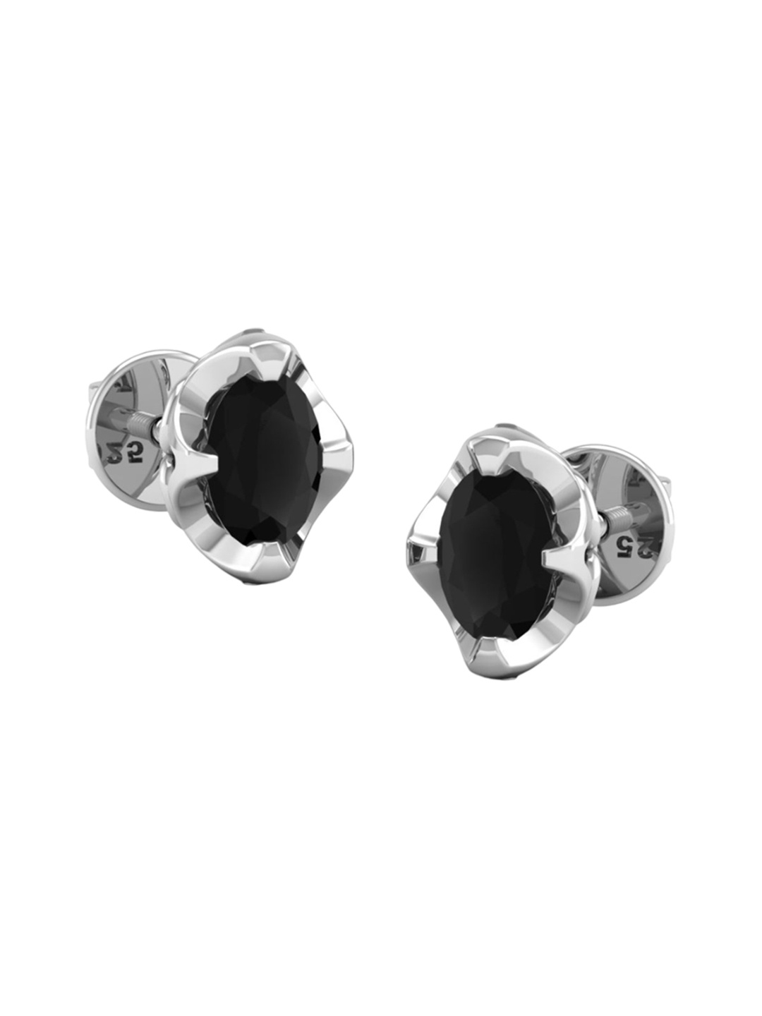 

AKSHAT SAPPHIRE 92.5 Sterling Silver Rhodium-Plated Cubic Zirconia Studded Oval Studs