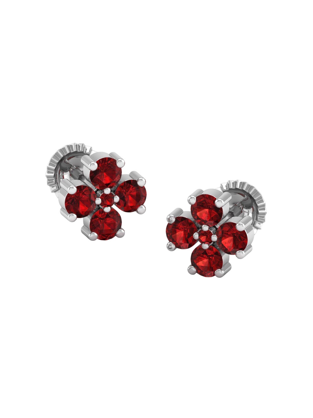 

AKSHAT SAPPHIRE 92.5 Sterling Silver Rhodium-Plated CZ Studded Floral Studs Earrings