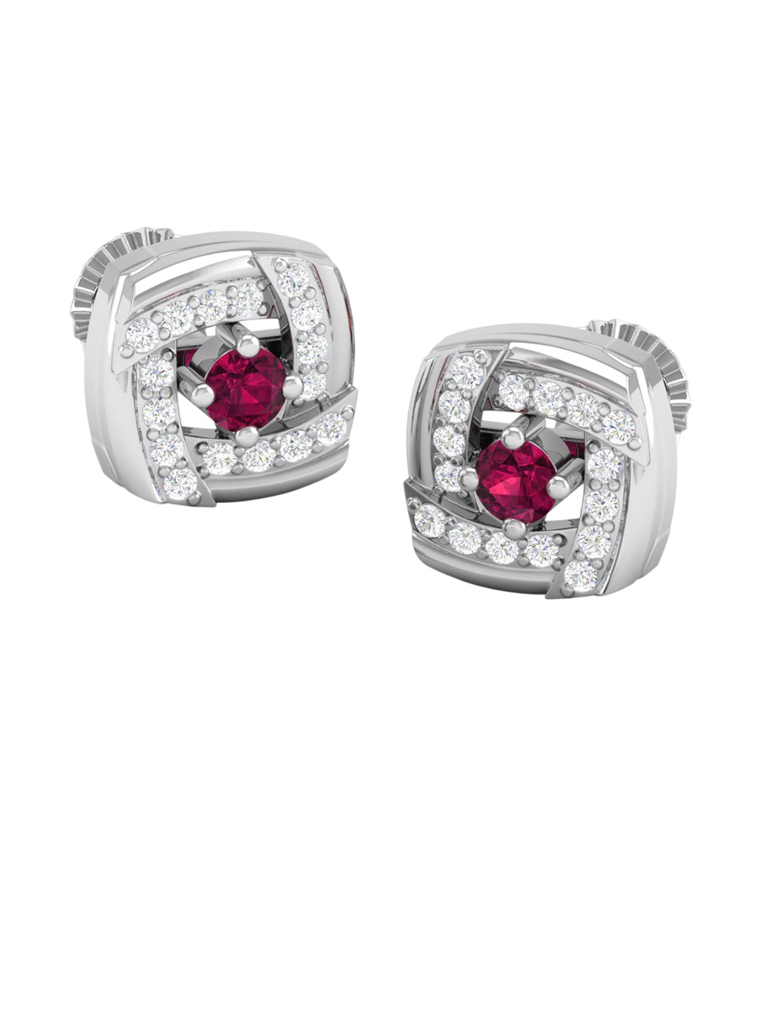 

AKSHAT SAPPHIRE 92.5 Sterling Silver Rhodium-Plated Contemporary Cubic Zirconia Studs