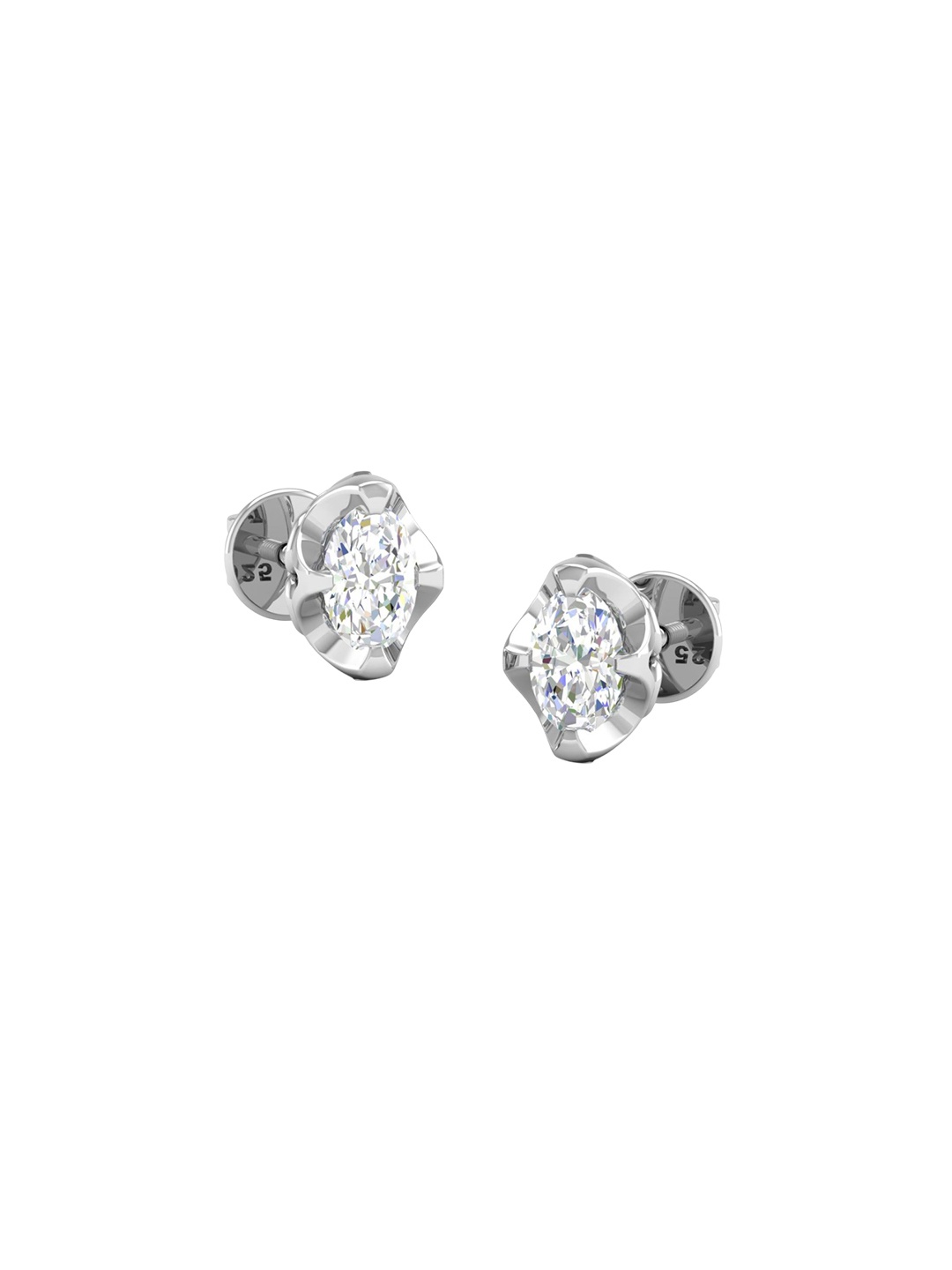 

AKSHAT SAPPHIRE Oval Studs Earrings, White
