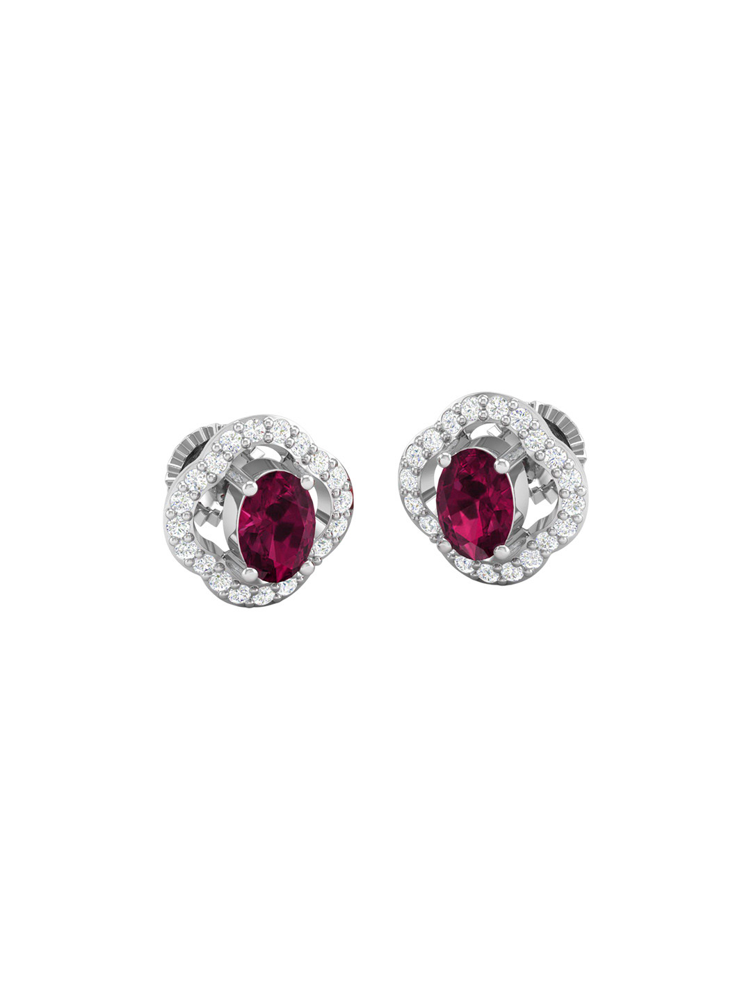 

AKSHAT SAPPHIRE 92.5 Pure Sterling Silver Rhodium Plated Cubic Zirconia Studded Earrings, Red