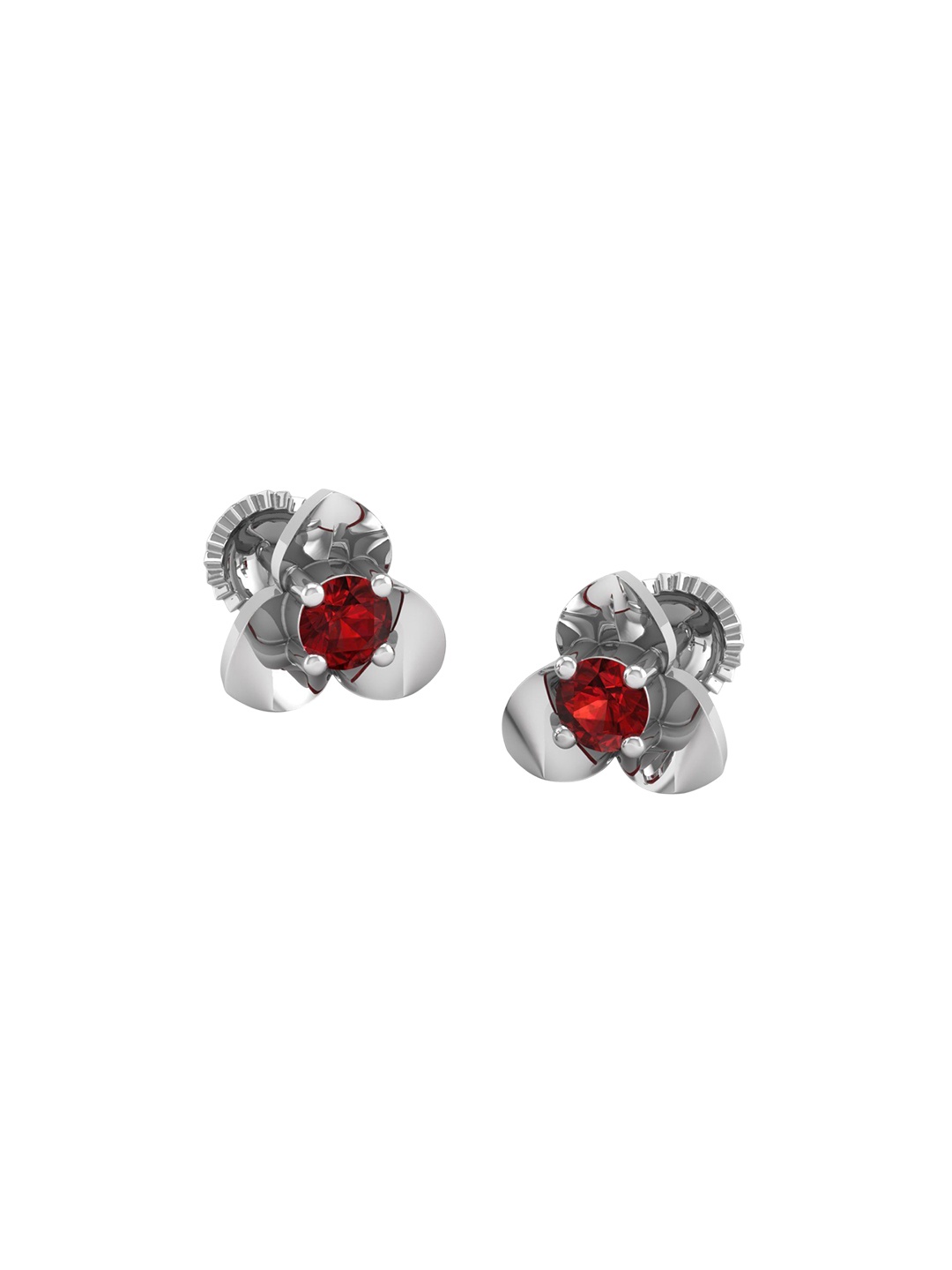 

AKSHAT SAPPHIRE 92.5 Sterling Silver Rhodium-Plated CZ Studded Floral Studs Earrings