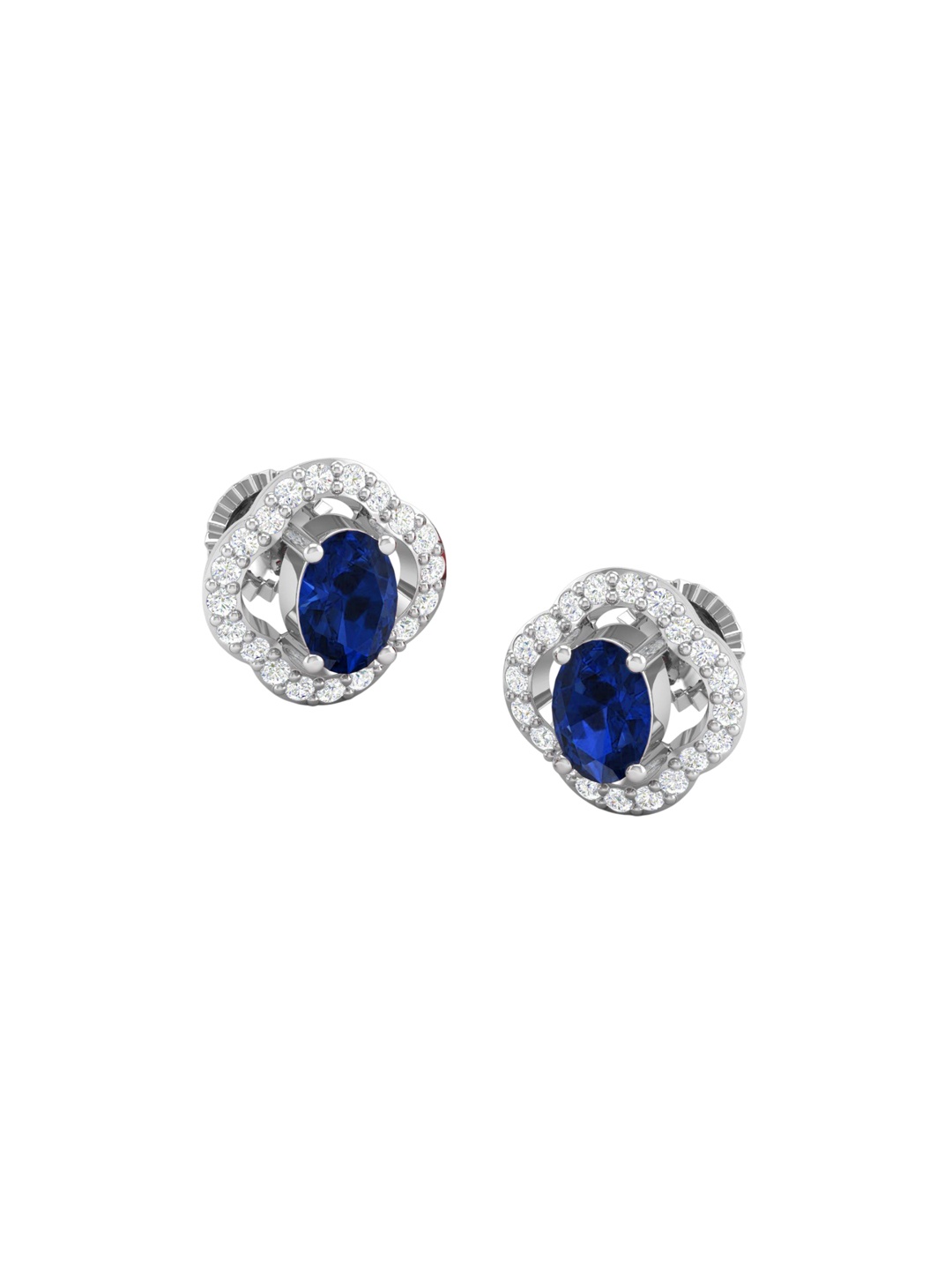 

AKSHAT SAPPHIRE 92.5 Sterling Silver Rhodium-Plated Contemporary Cubic Zirconia Studs, Blue