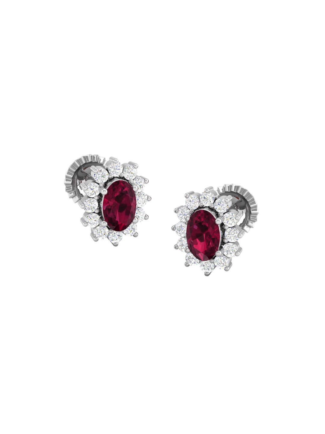 

AKSHAT SAPPHIRE 92.5 Sterling Silver Rhodium-Plated Cubic Zirconia Studs, Red