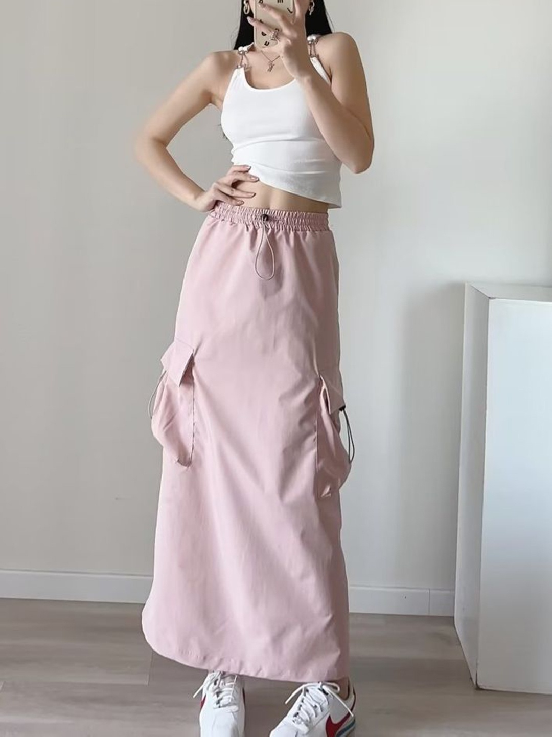 

LULU & SKY Women Maxi Parachute Skirt, Pink