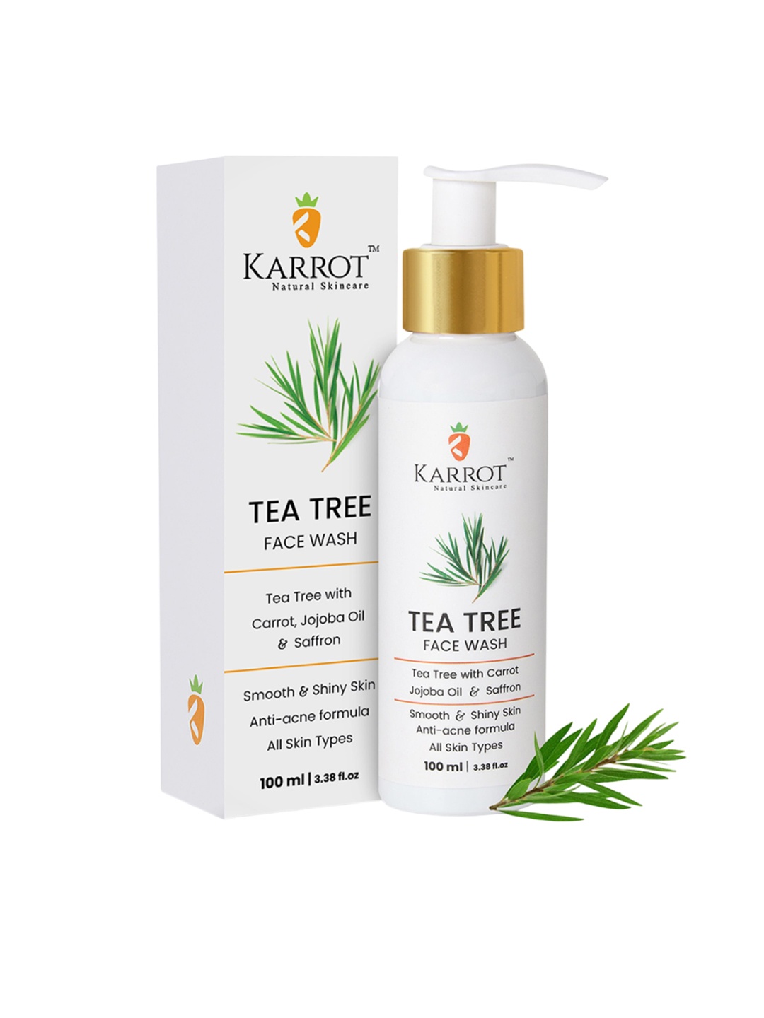 

KARROT NATURAL SKINCARE Tea Tree Face Wash For Oily Acne Prone Skin - 100 ml, Green