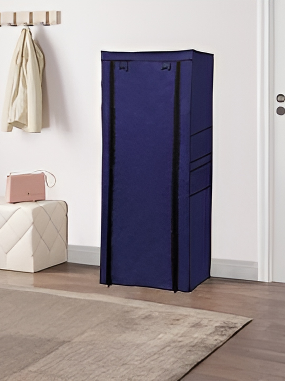 

Urban Choice Blue and Black 9-Layers Collapsible Shoe Rack
