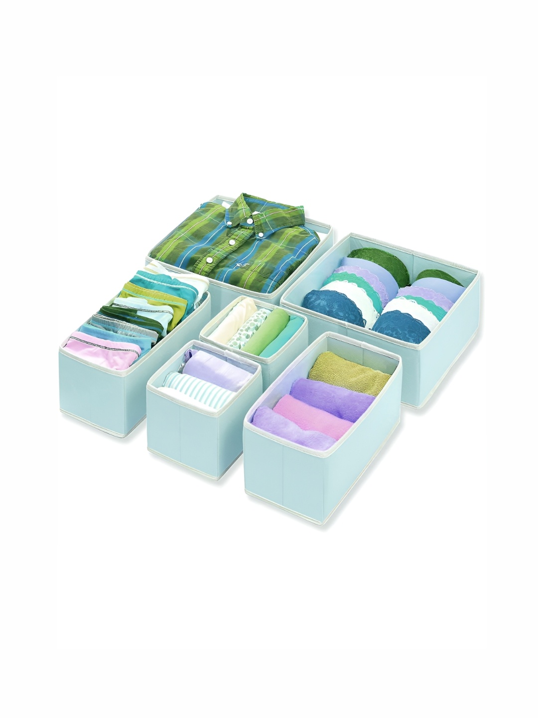 

HOUSE OF QUIRK Blue 6 Pieces Regular Drawer Organisers