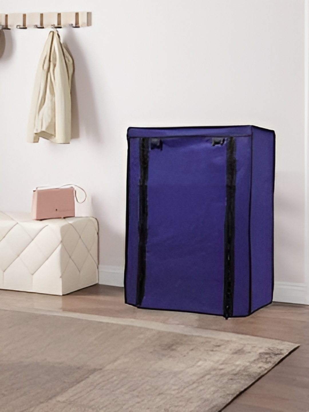 

Urban Choice Blue and Black 5-Layers Collapsible Shoe Rack