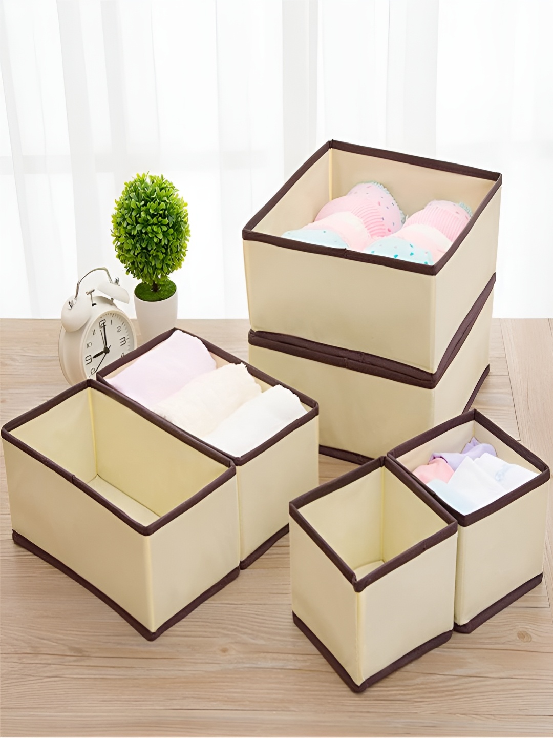 

HOUSE OF QUIRK Beige 6 Pieces Regular Drawer Organisers