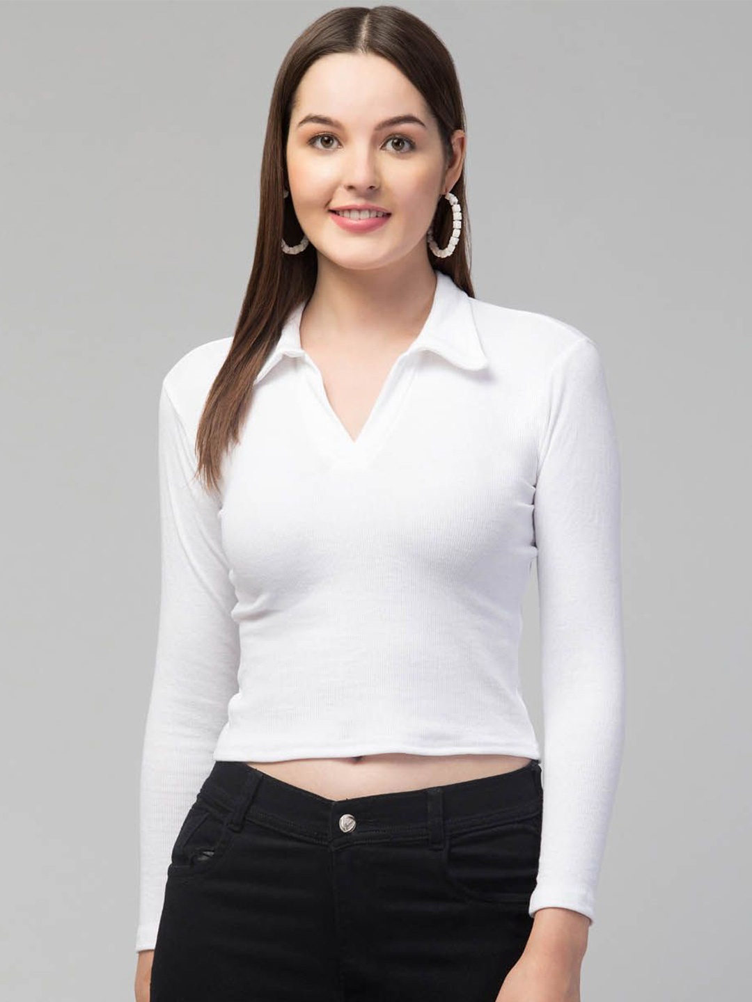 

STYLE PREZONE Women Applique Top, White