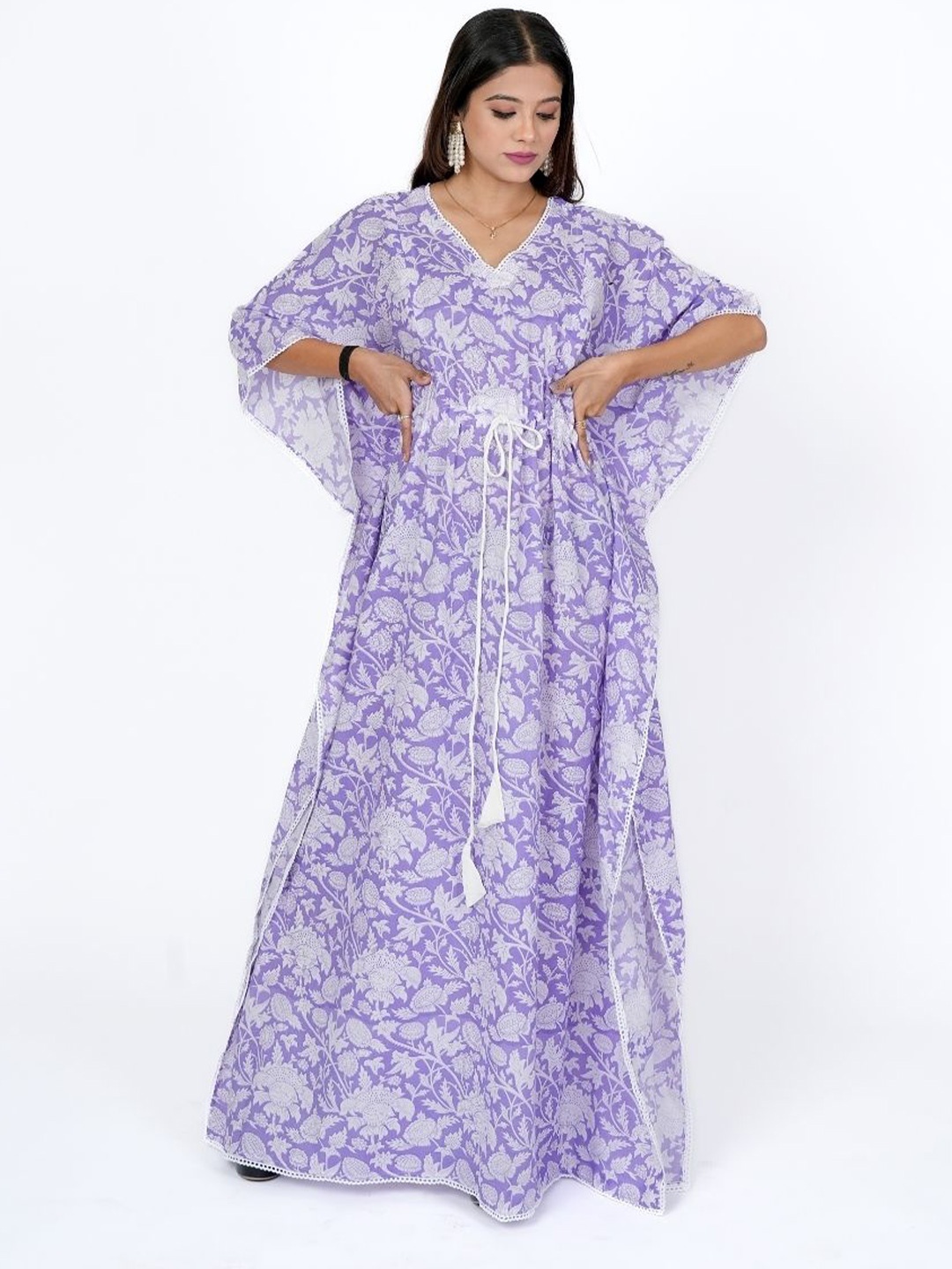 

MOTHERHOOD BY SNEHAL Floral Printed Kaftan Maternity Maxi Dress, Lavender