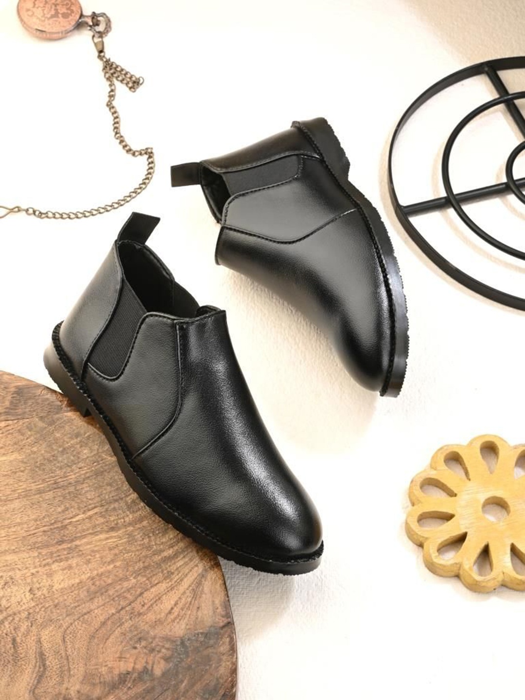 

STEFENS Boys Chelsea Slip On Boots, Black