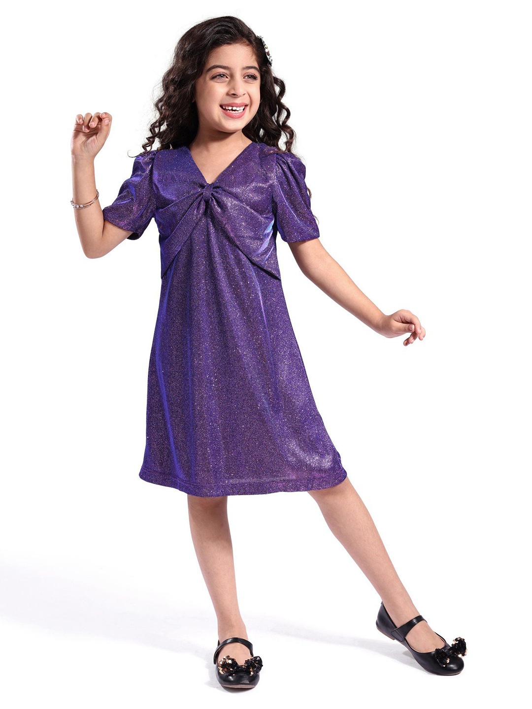 

Hola Bonita Girls Glittered A-Line Dress, Purple