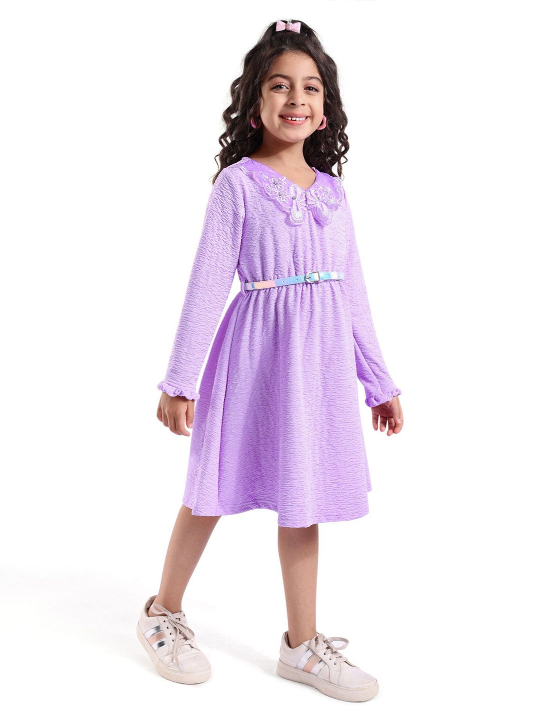 

Hola Bonita Girls Fit & Flare Dress, Lavender