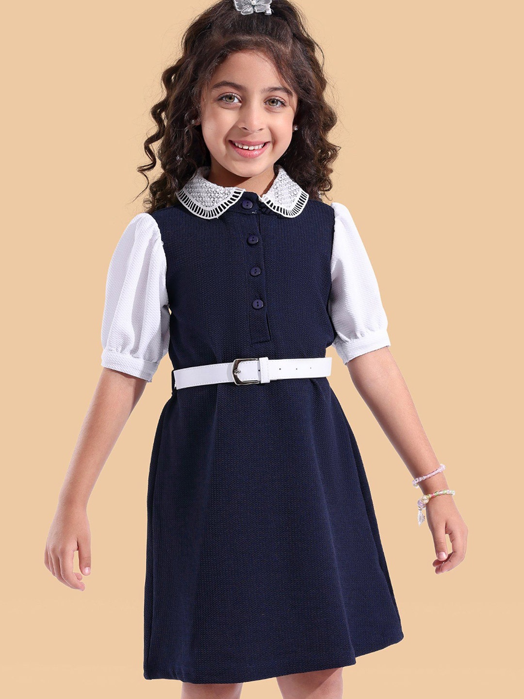 

Hola Bonita Girls A-Line Dress, Navy blue