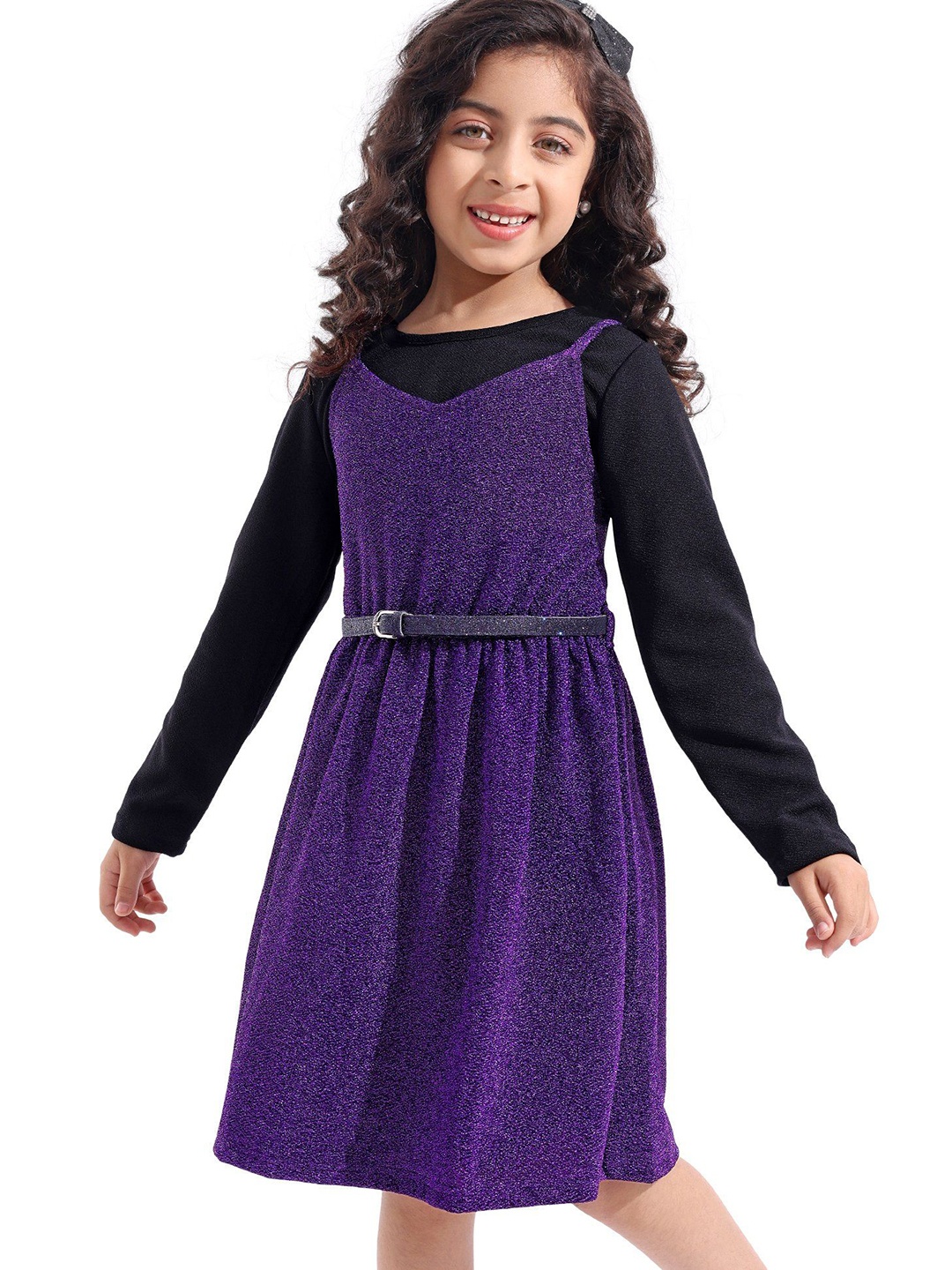 

Hola Bonita Girls Shoulder Straps A - Line Dress, Purple