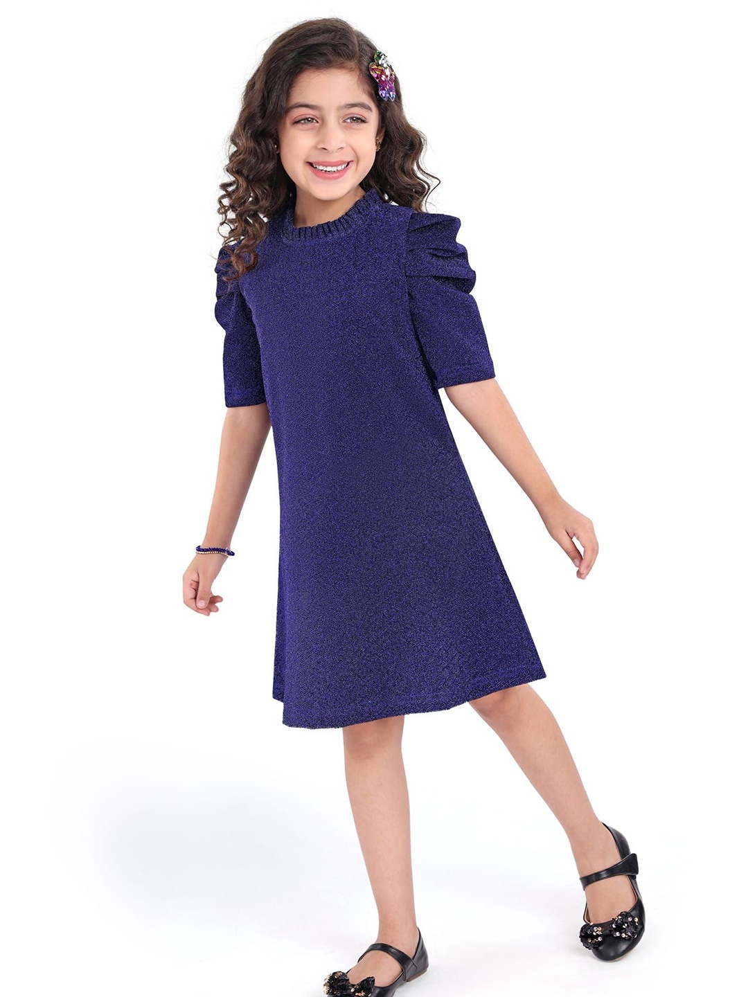 

Hola Bonita Girls Glitter Detailing A-Line Dress, Blue