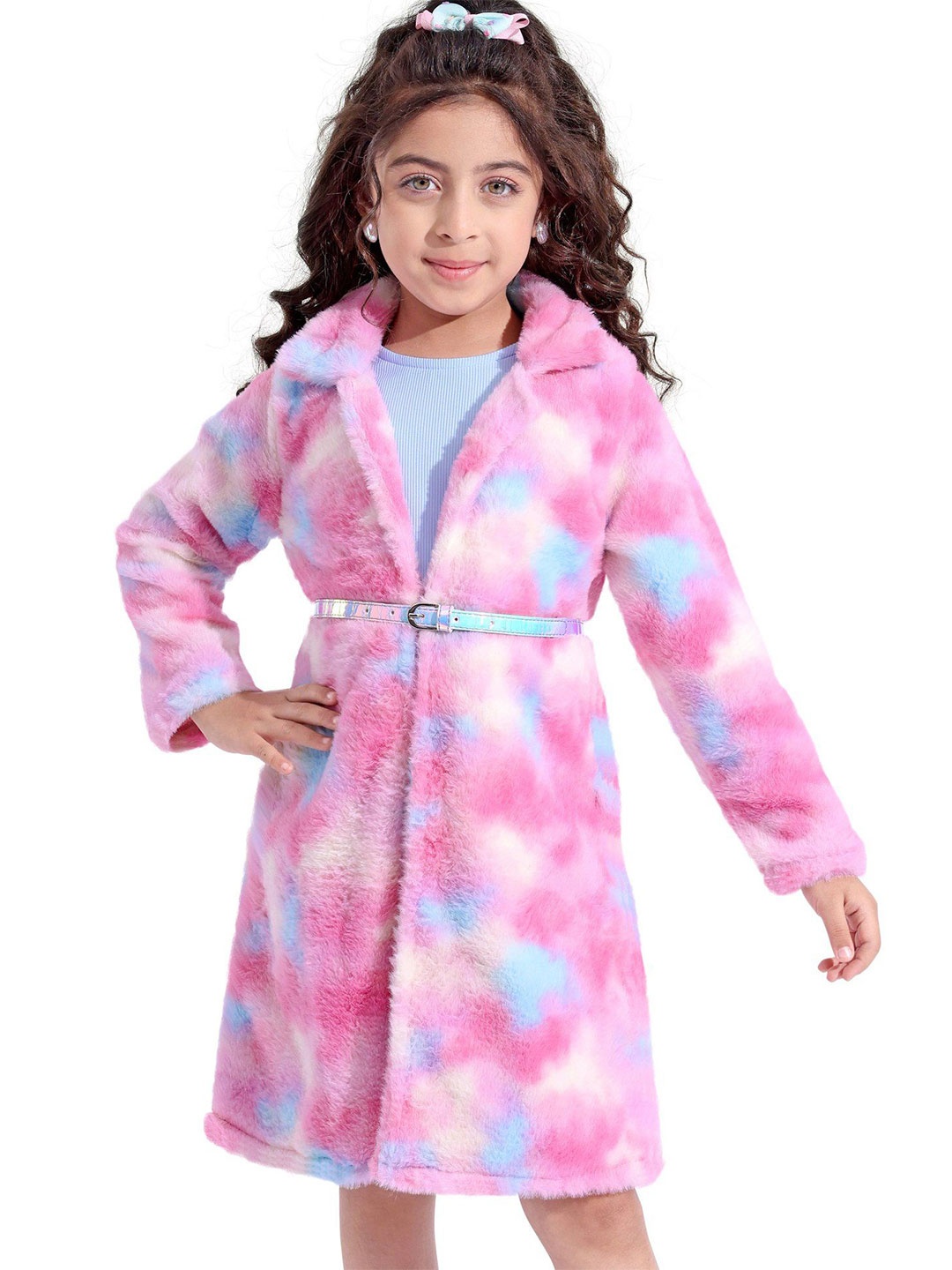 

Hola Bonita Girls A-Line Dress With Fur Jacket, Grey