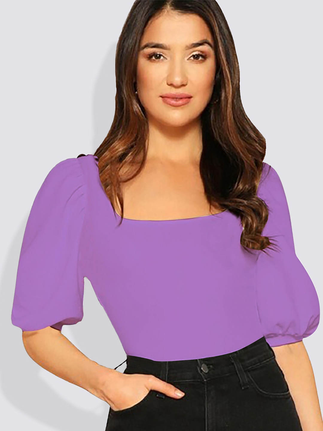 

Dream Beauty Fashion Women Puff Sleeve Top, Lavender