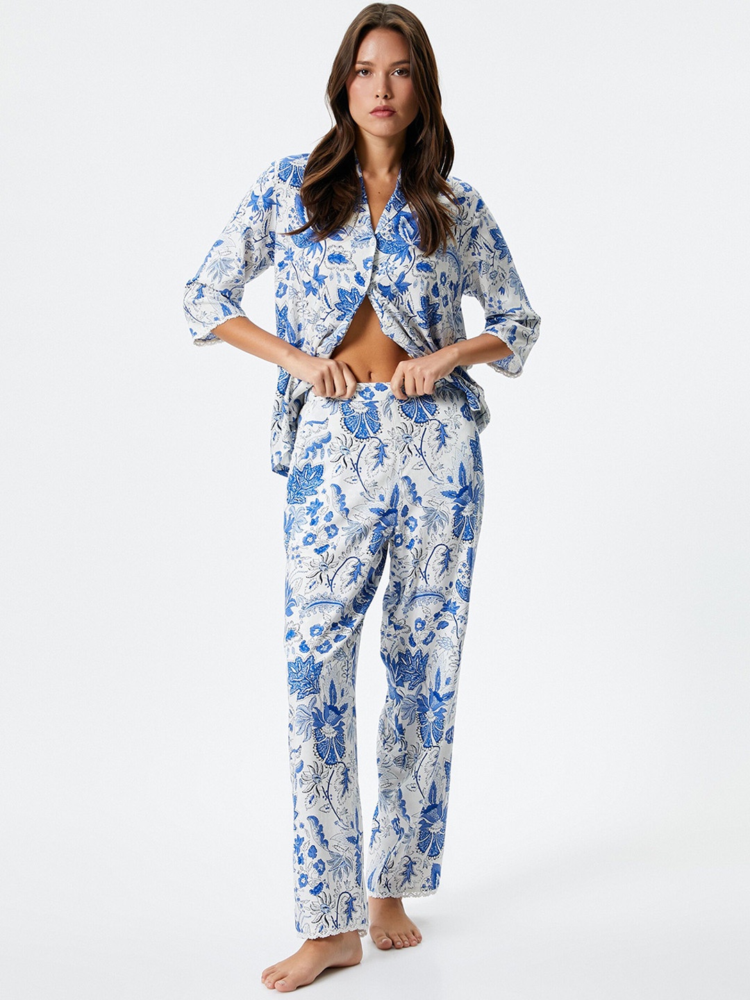 

Koton Women Floral Printed Night suit, White