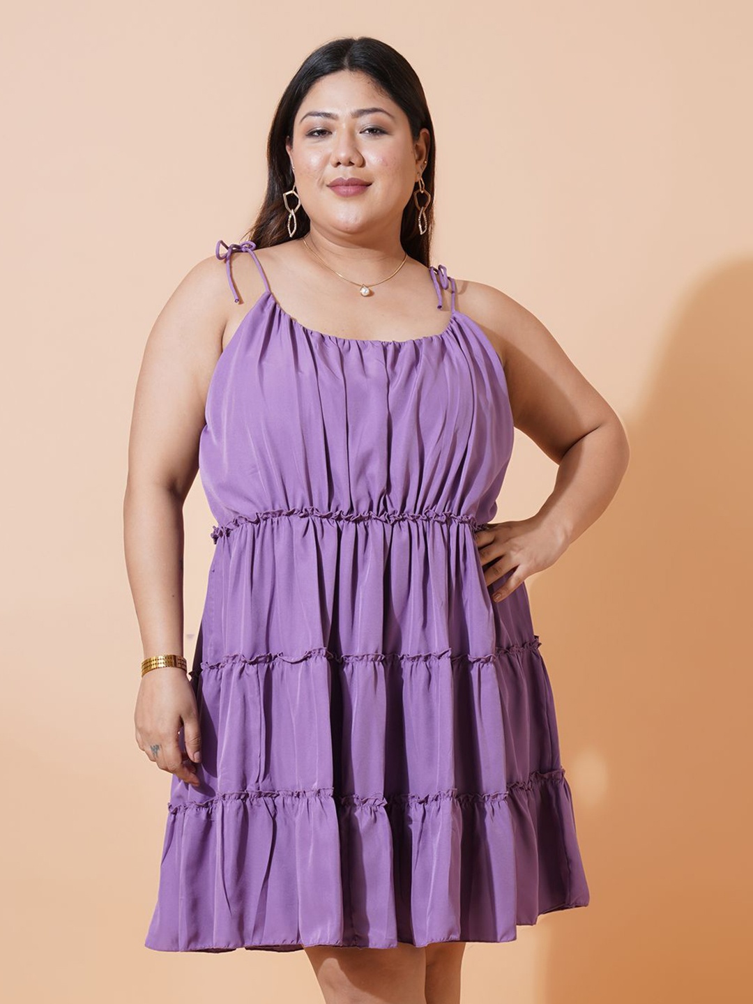 

U&F Beyond Women Crepe Fit & Flare Plus Size Dress, Purple