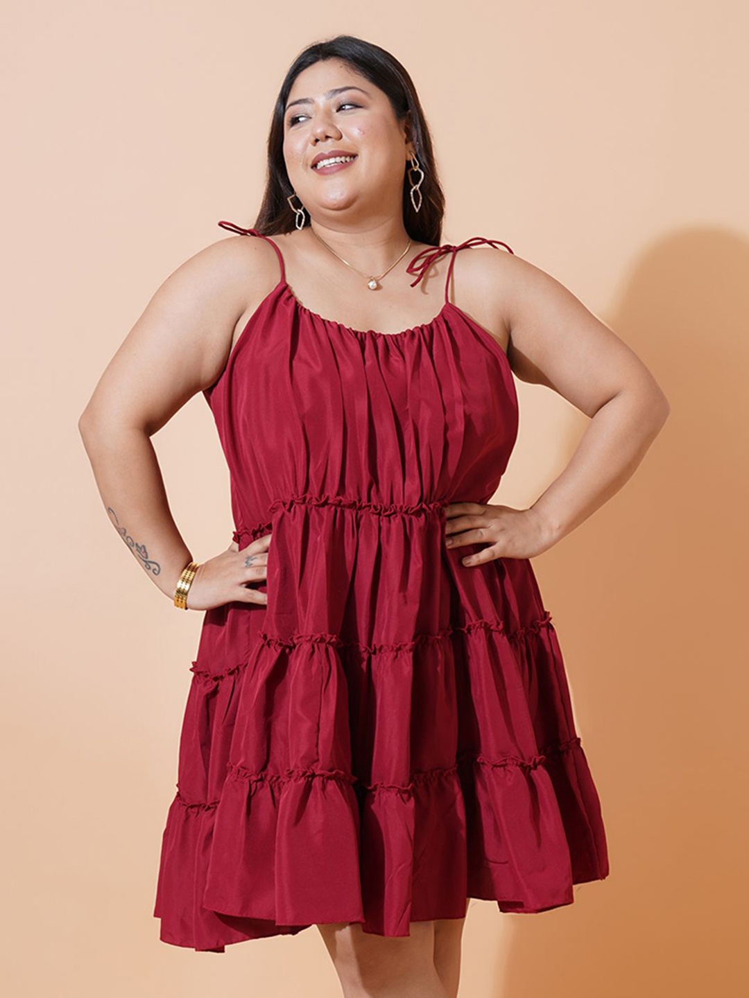 

U&F Beyond Women Plus Size Fit & Flare Dress, Maroon