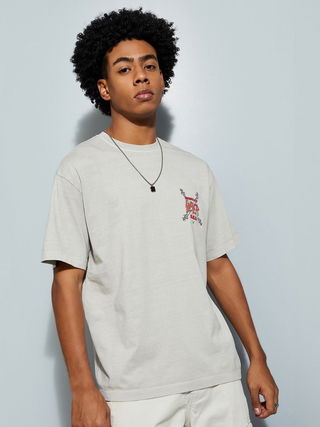 

MAX URB_N Men Oversized Slayer Printed T-shirt, Grey