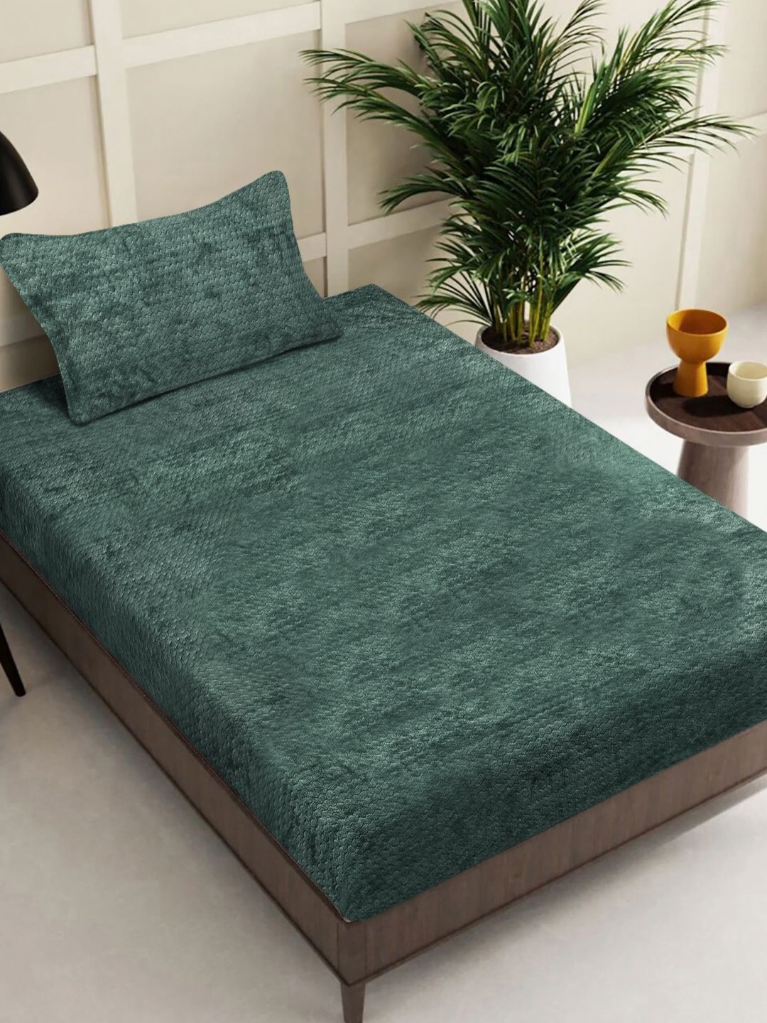 

FABINALIV Green Geometric 300 TC Single Bedsheet with 1 Pillow Covers