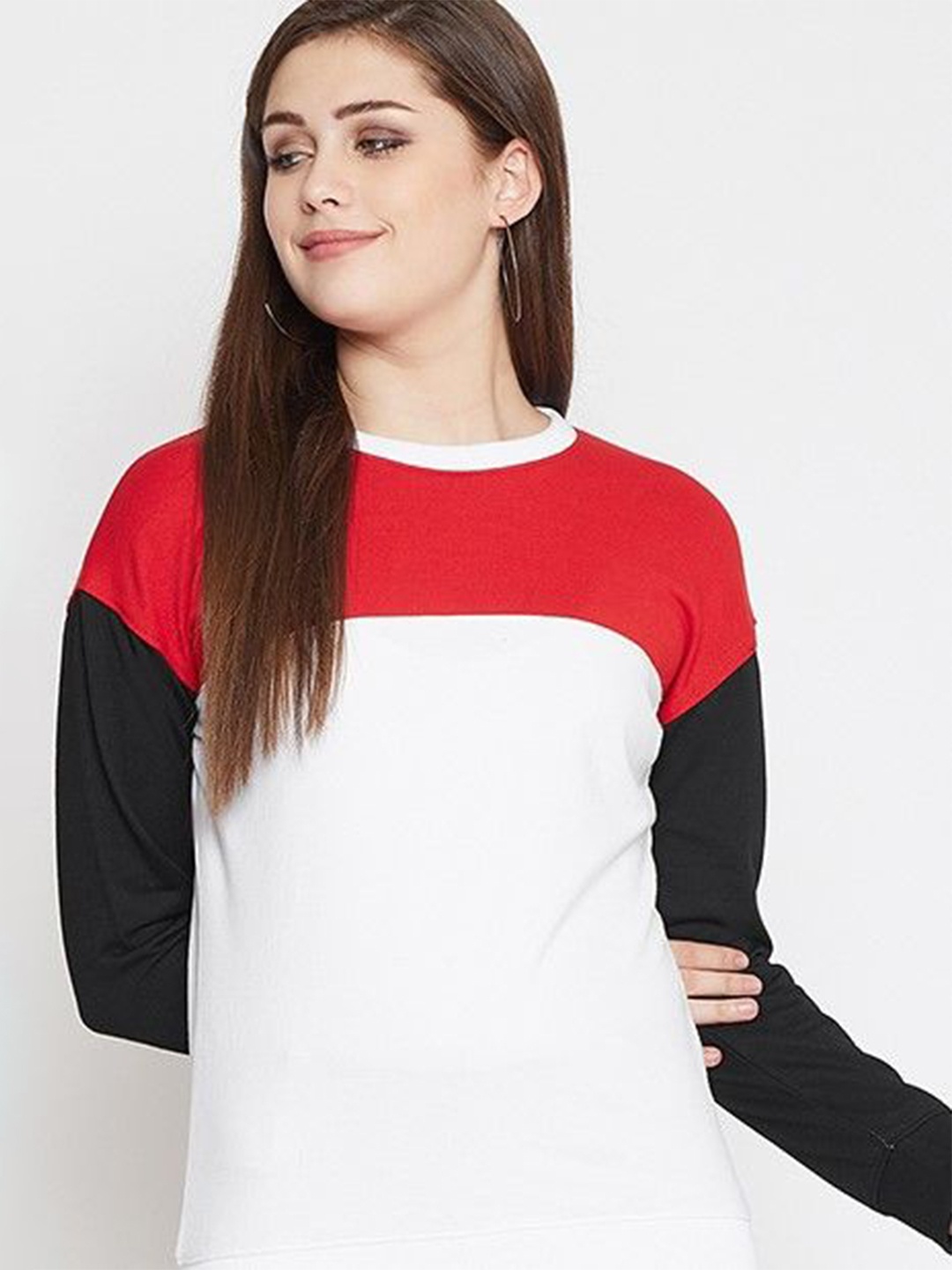 

Austin wood Women Colourblocked Sweatshirt, Red