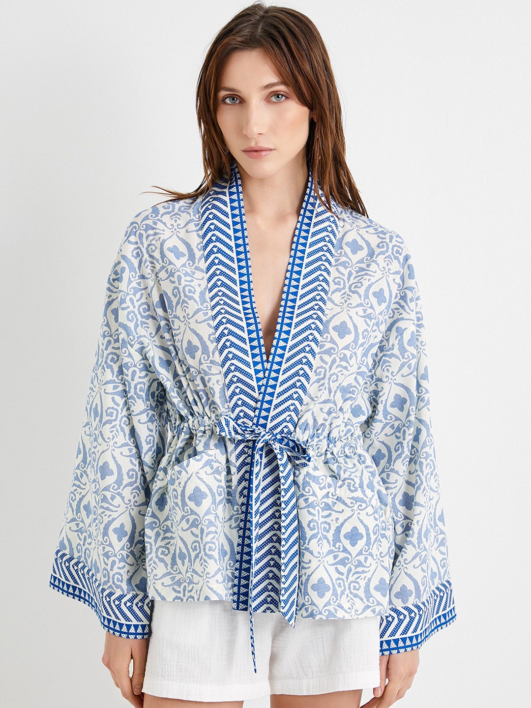 

Koton Women Pure Cotton Bath Robe With Belt, White