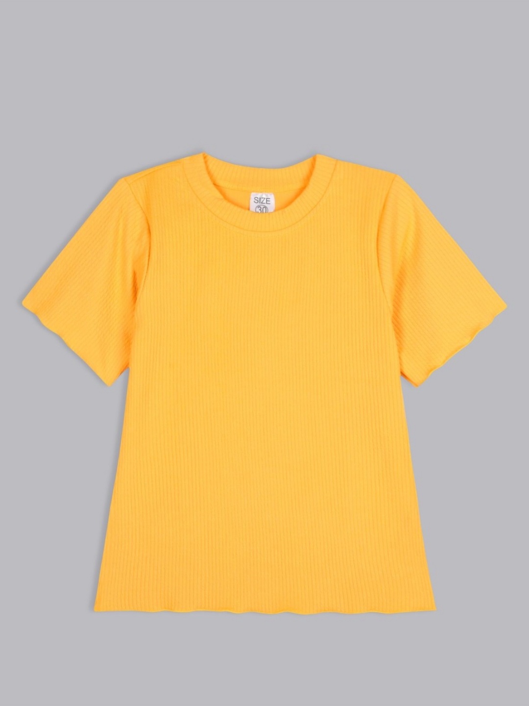 

BAESD Girls CT8 Solid Raw Edge Round Neck Cotton T-shirt, Yellow