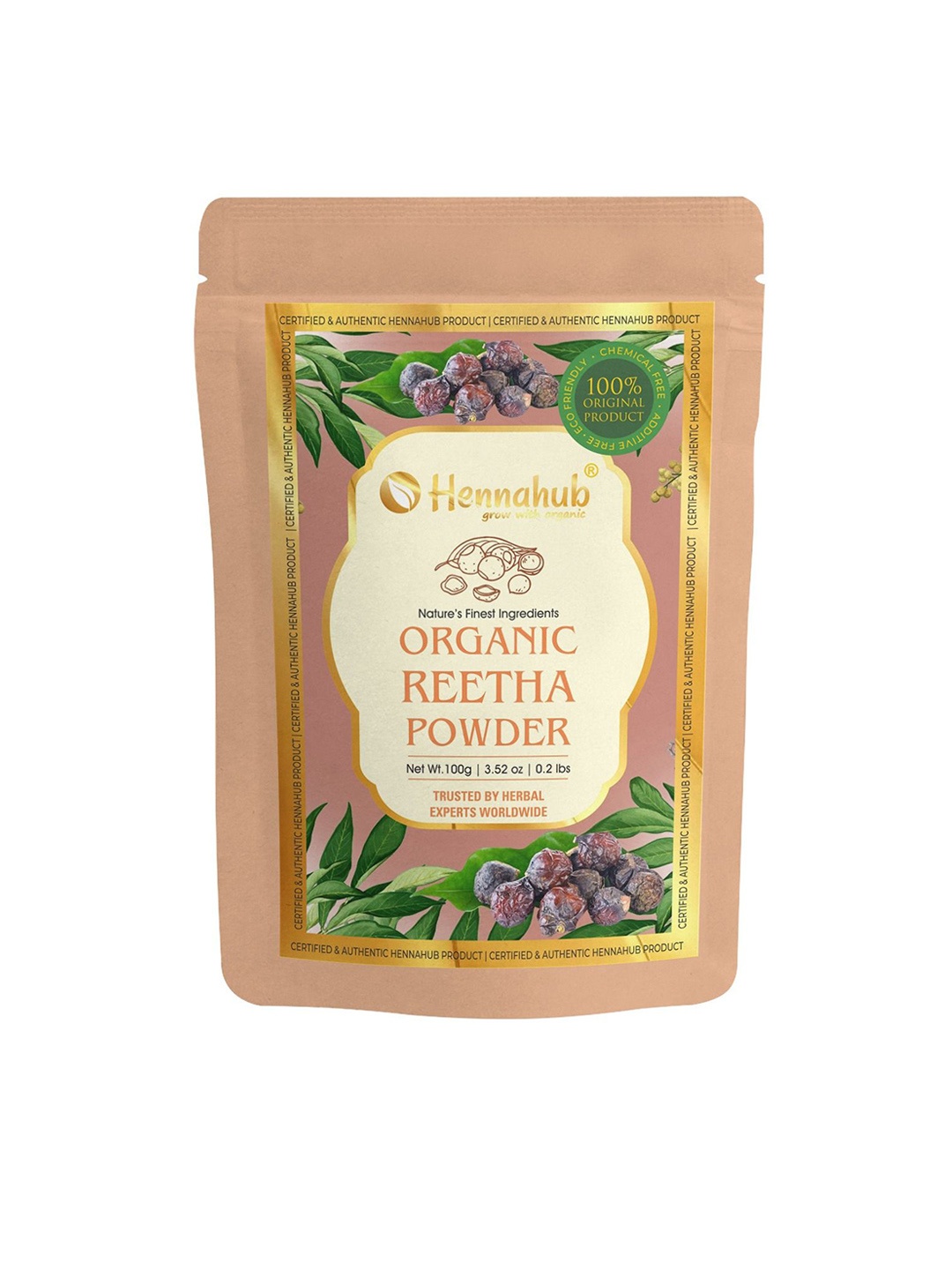 

HENNAHUB Organic Reetha Powder For Natural Hair Cleansing And Scalp Health- 100 g, Brown