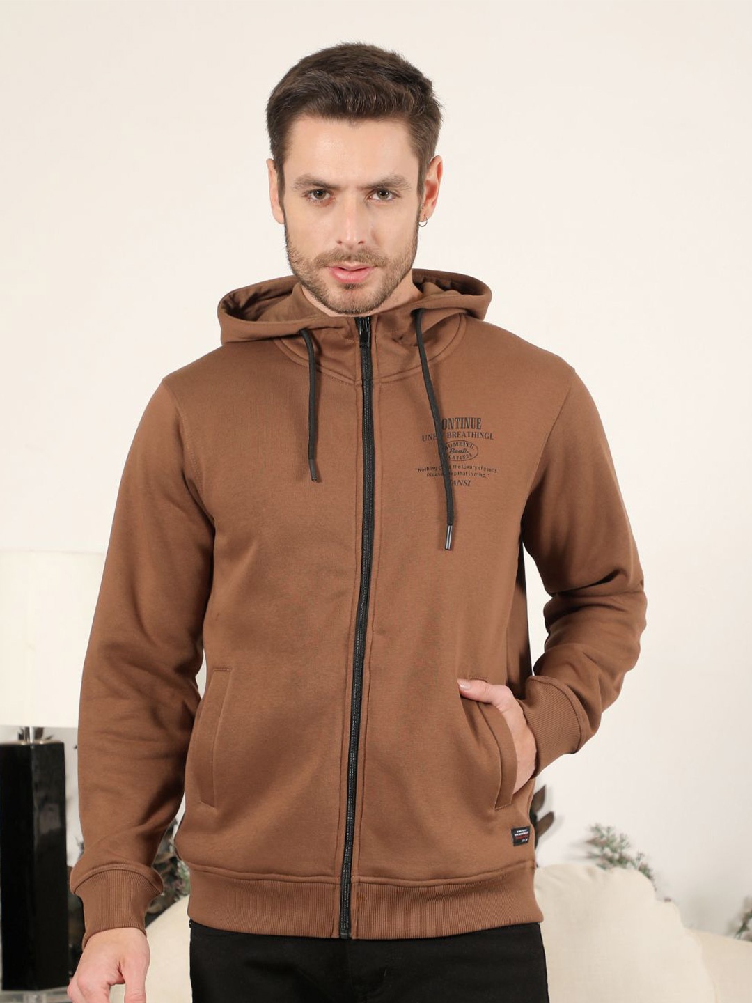 

COBB Men Printed Hooded Sweatshirt, Brown