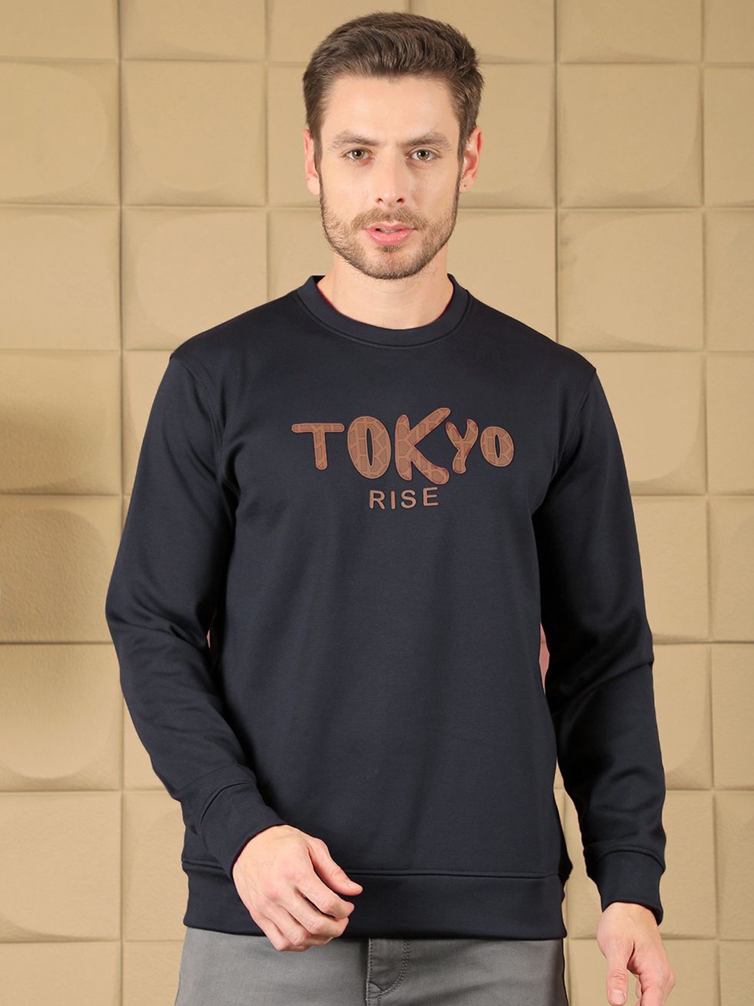 

COBB Men Printed Round Neck Sweatshirt, Navy blue