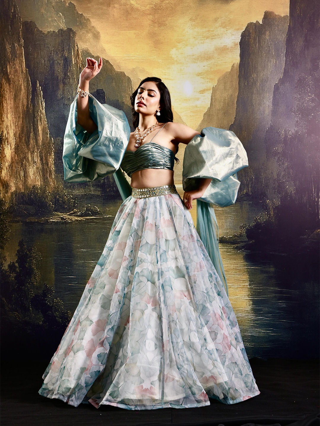 

Rashika Sharma Embellished Made to Measure Lehenga & Blouse With Dupatta, White