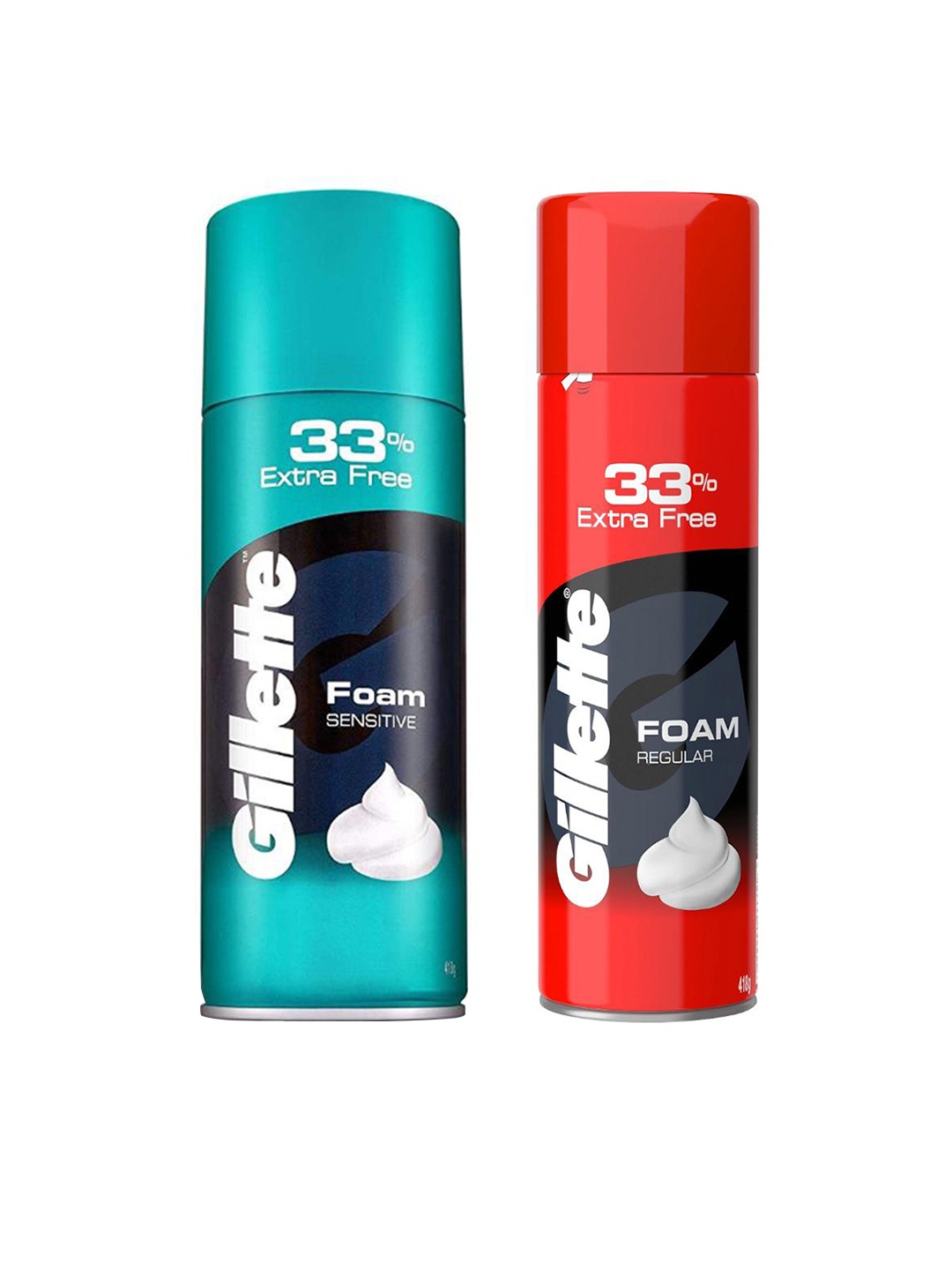 

Gillette Set of 2 Classic Pre Shave Foam 418 g each - Regular & Sensitive, Black