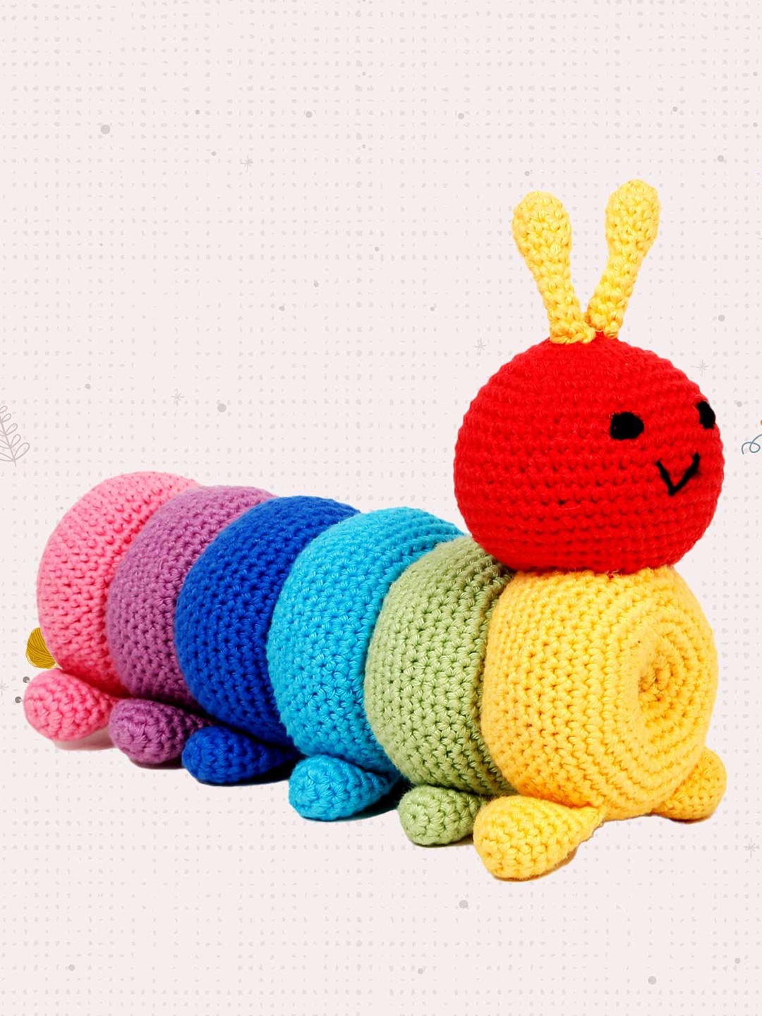 

LITTLE GINNIE Unisex Kids Cotton Rainbow Caterpillar Soft Toy Soft Toys and Dolls, Red