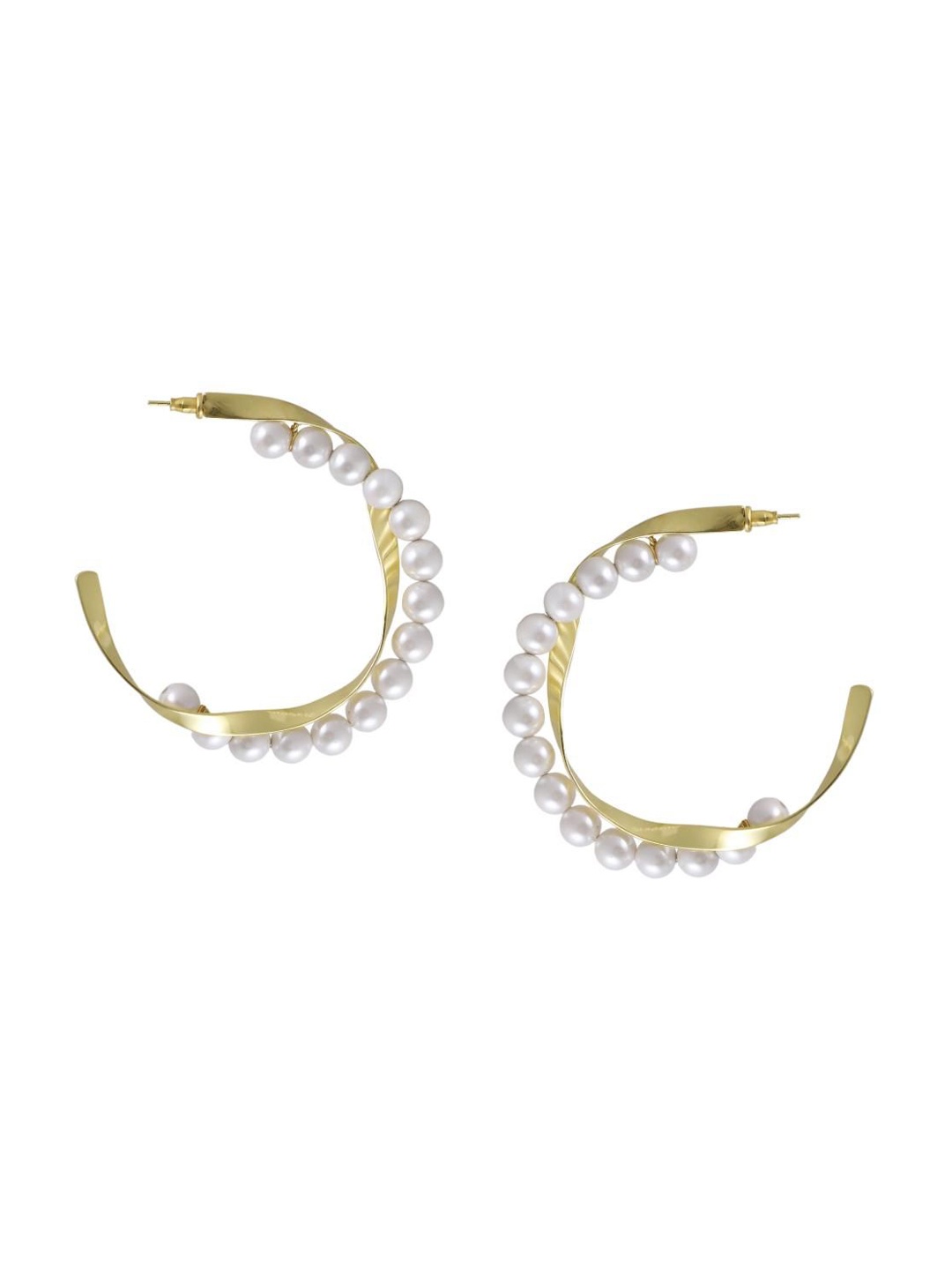 

Varnika Arora Gold-Plated Geometric Pearl Hoop Earrings