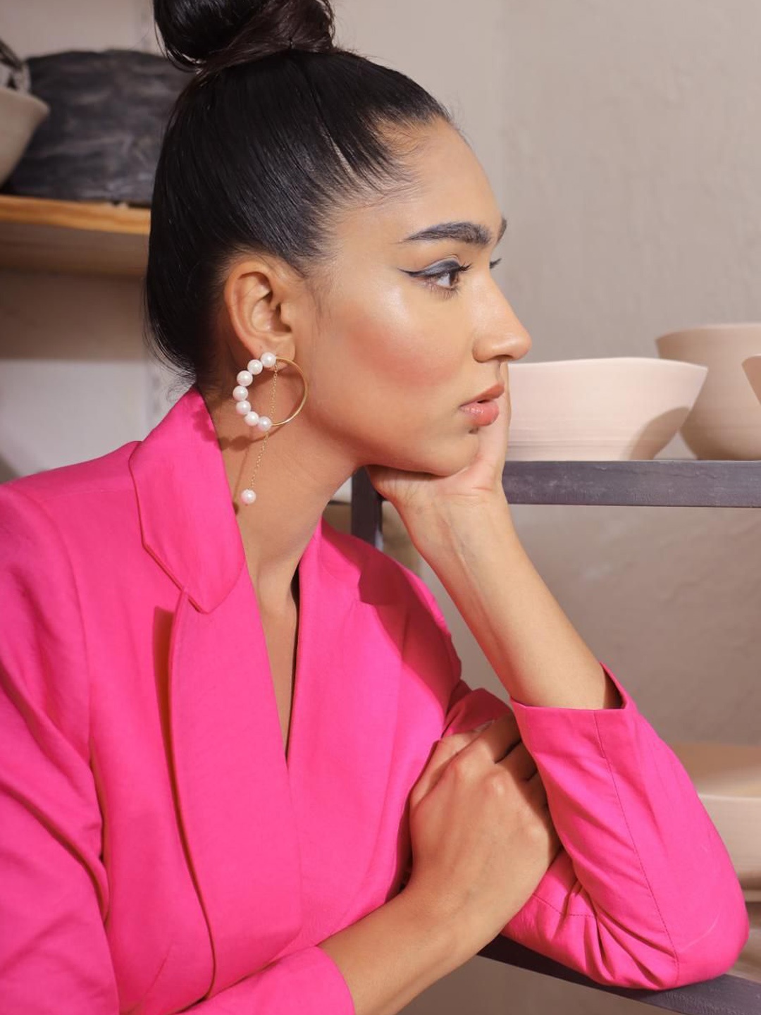 

Varnika Arora Gold-Plated Geometric Pearl Drop Earrings