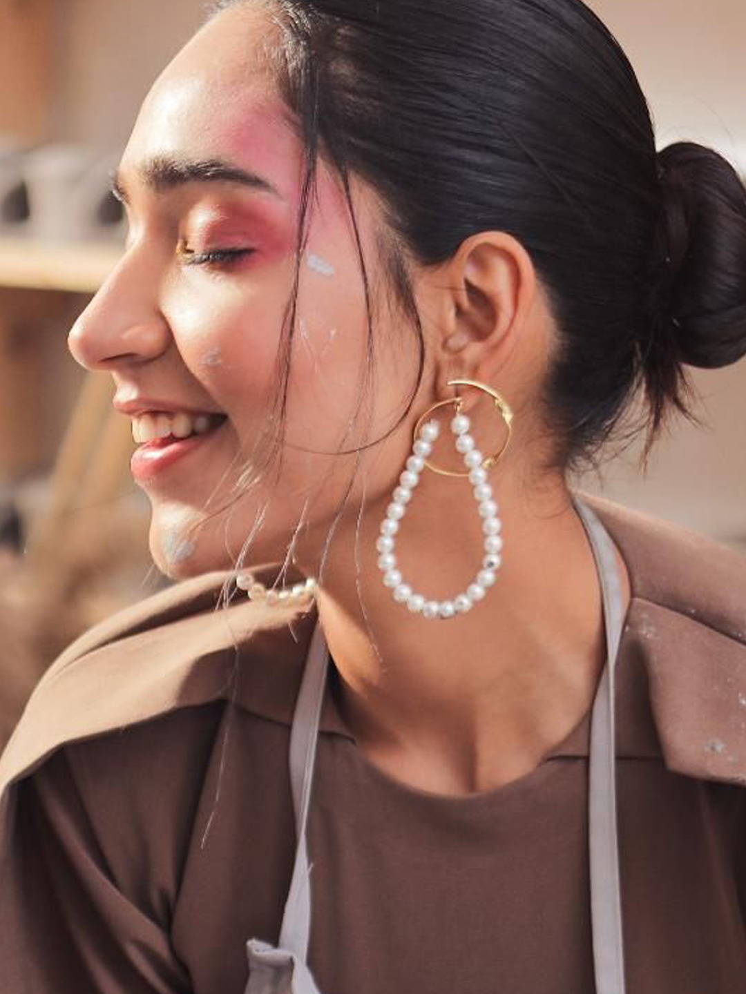 

Varnika Arora Elara Gold Plated Mother Of Pearls Studded Geometric Drop Earrings