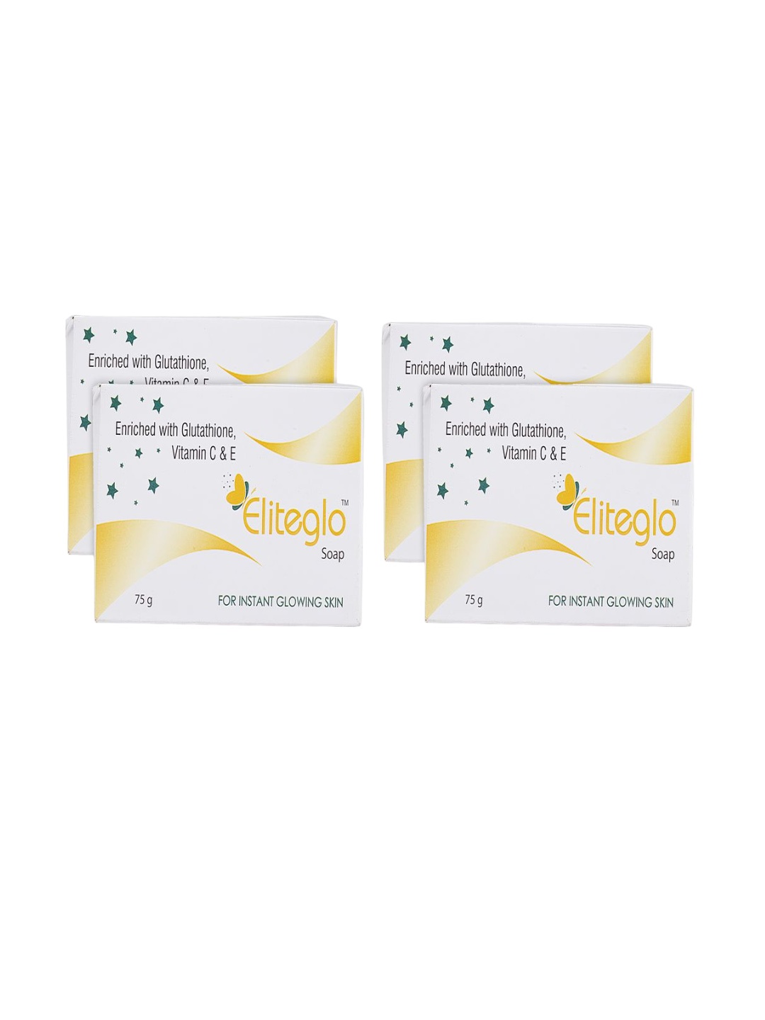 

ELITEGLO Set Of 4 Glutathione, Vitamin C, Vitamin E Soap With Sandalwood Oil - 75 g Each, Beige