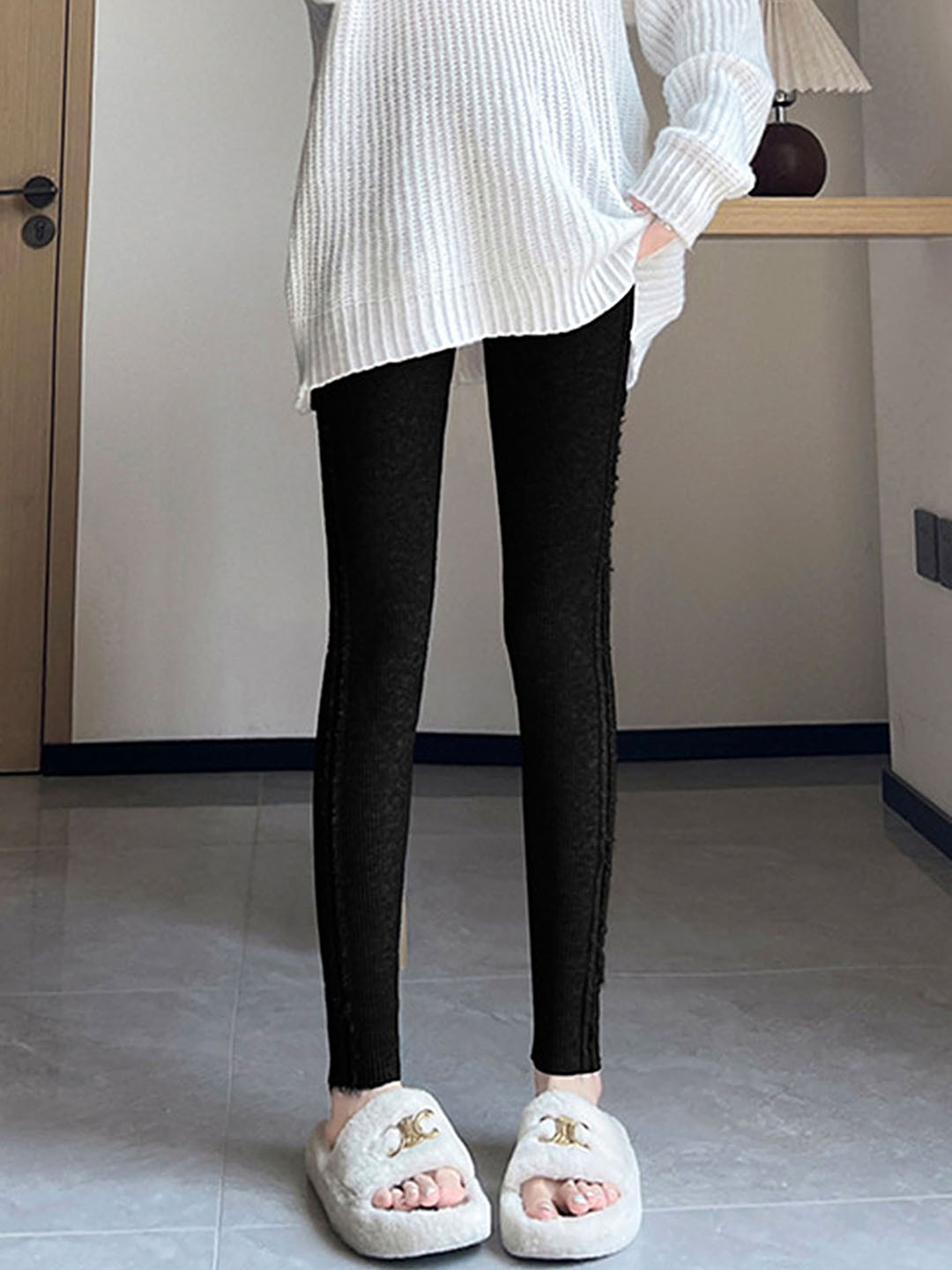 

LULU & SKY Women High-Rise Ankle-Length Lounge Pants, Black