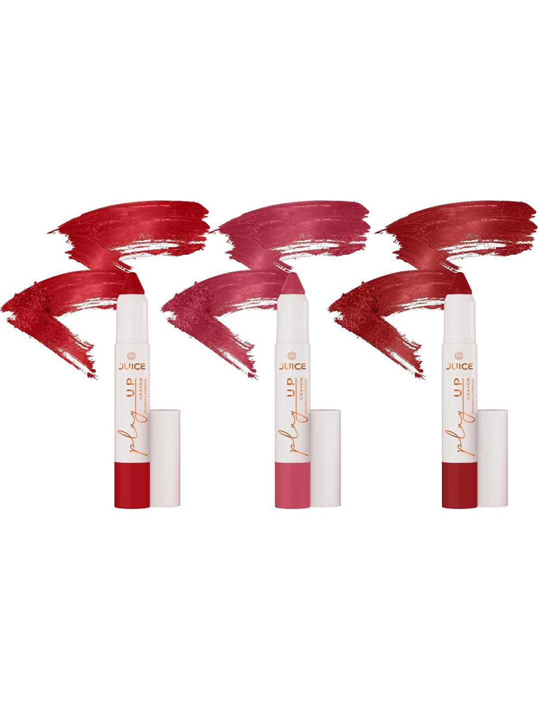 

JUICE Set Of 3 Play Up Transfer Proof Lip Crayon Lipstick - 9 g Each - MCR06 MCR09 MCR11, Maroon