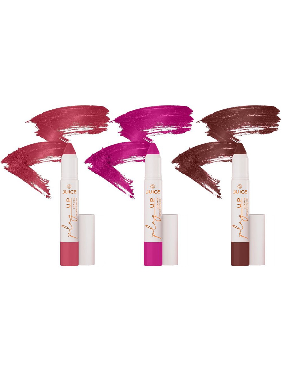 

JUICE Set Of 3 Play Up Transfer Proof Lip Crayon - 9g Each - MCR04 MCR06 MCR07, Pink