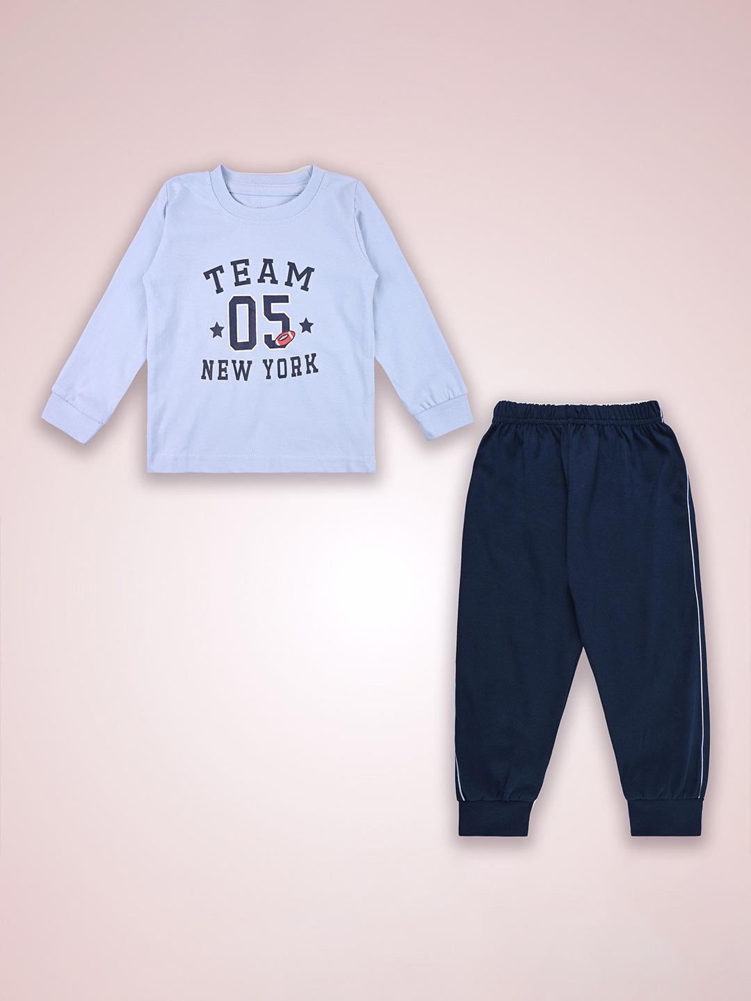 

Wish Karo Boys Printed Round Neck Long Sleeves T-Shirt With Jogger, Blue