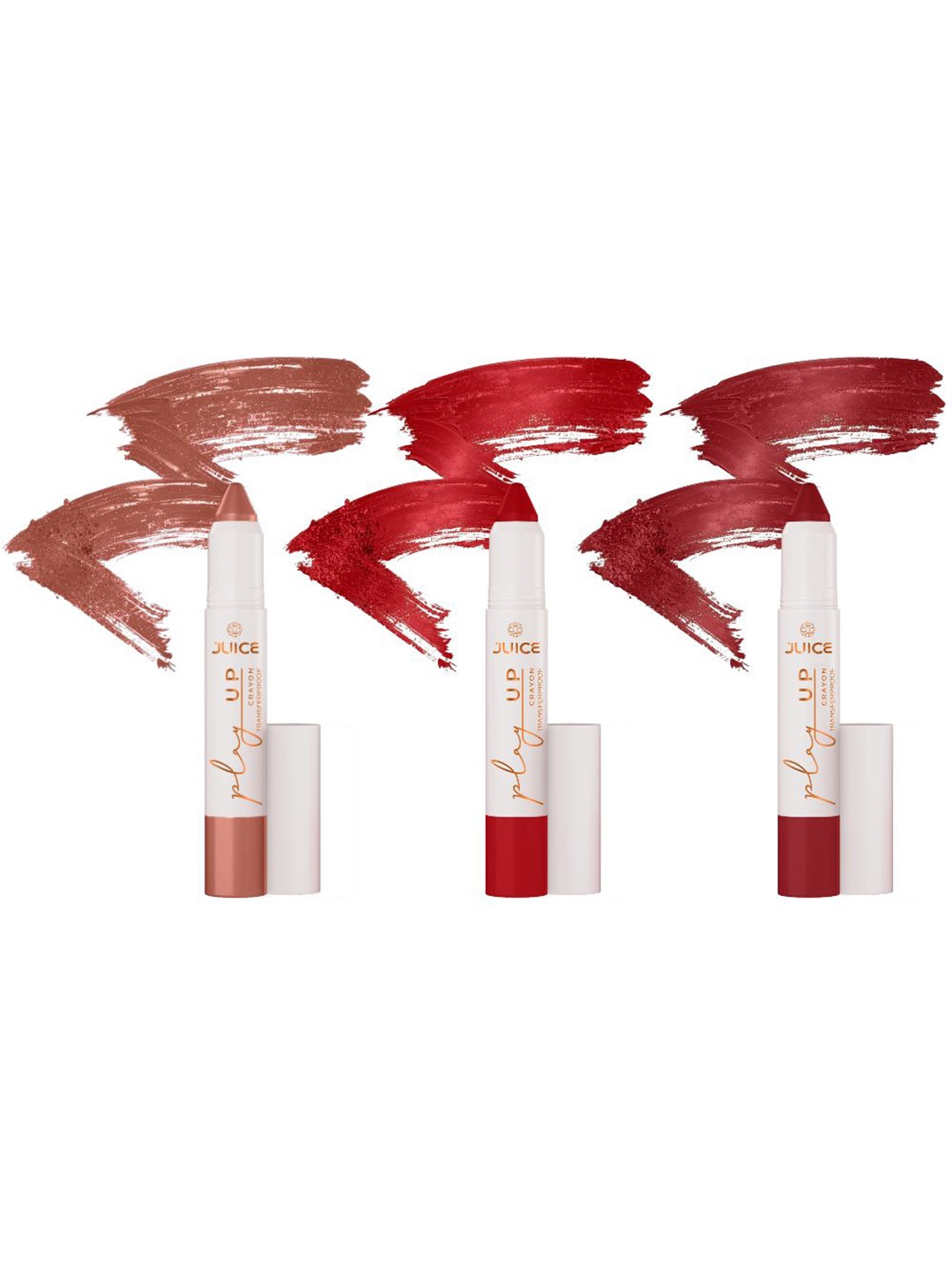 

JUICE Play Up Set Of 3 Transfer Proof Lip Crayon - 9 g Each - MCR01 - MCR10 - MCR11, Brown