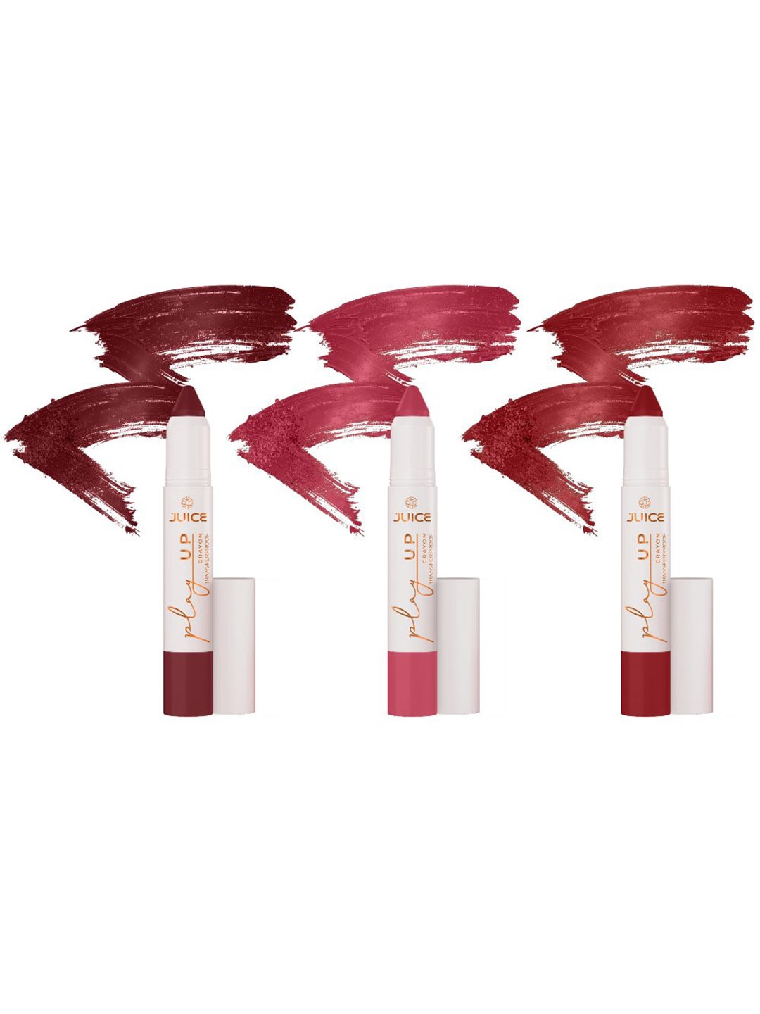 

JUICE Set Of 3 Play Up Transfer Proof Lip Crayon Lipstick - 9 g Each - MCR09 MCR10 MCR12, Brown