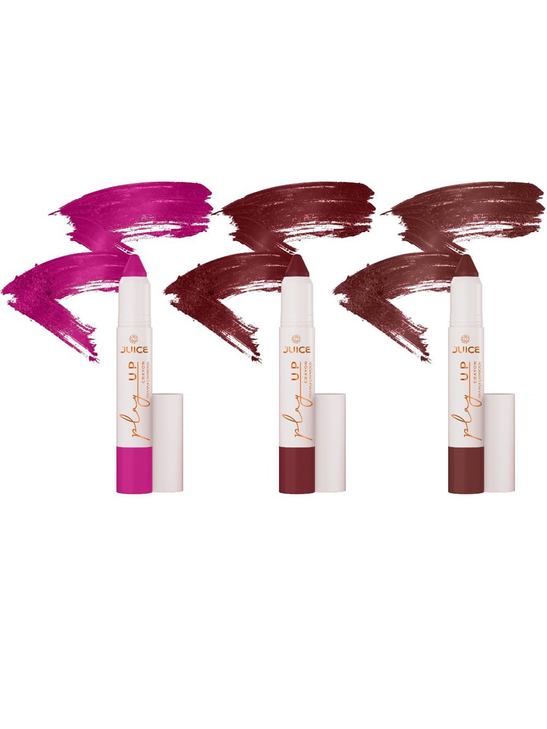 

JUICE Set Of 3 Play Up Transfer Proof Lip Crayon Lipstick - 9 g Each - Mcr07 Mcr12 Mcr04, Brown