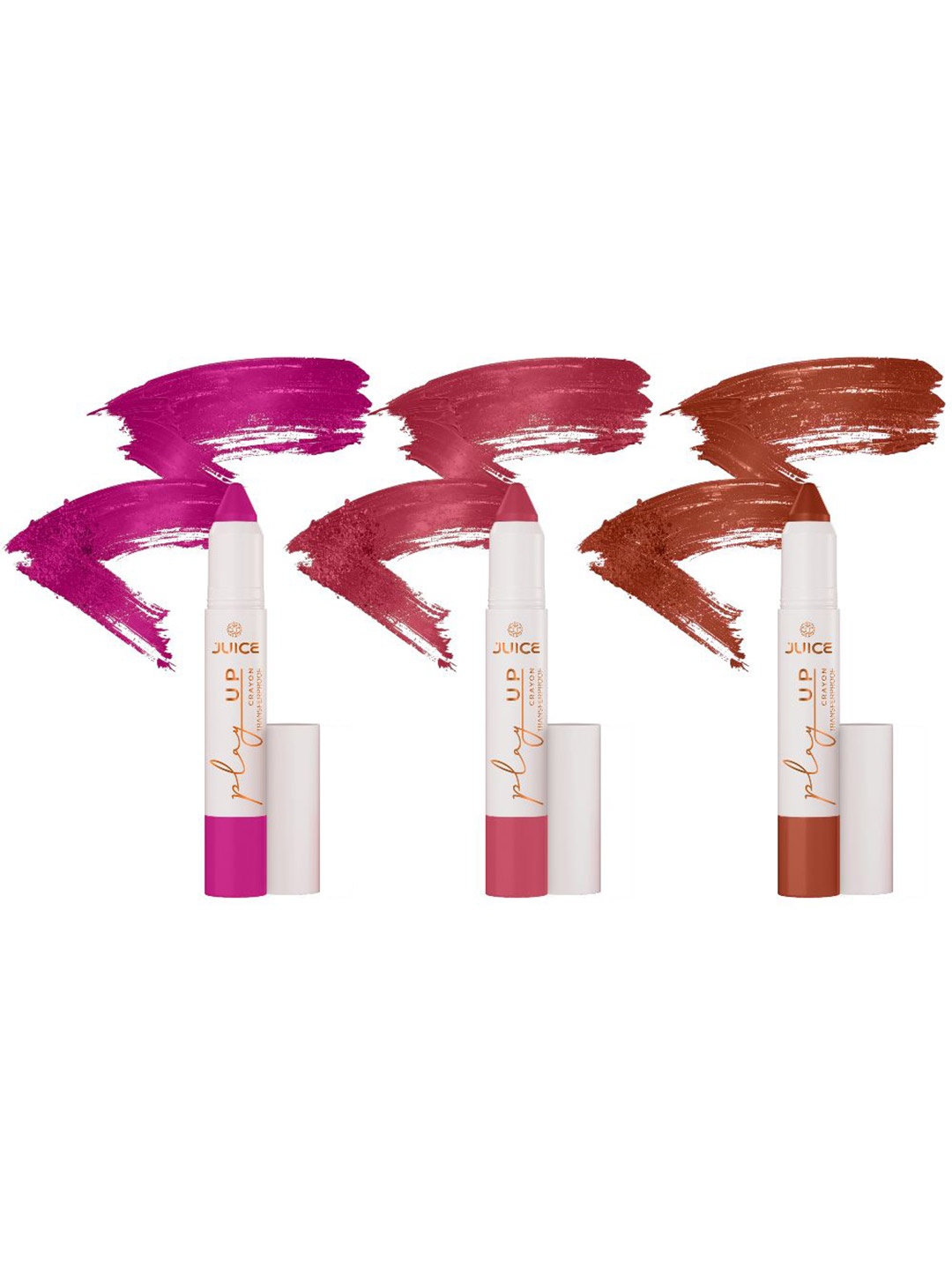 

JUICE Set Of 3 Play Up Transfer Proof Lip Crayon - 9 g Each - MCR03 MCR06 MCR07, Pink